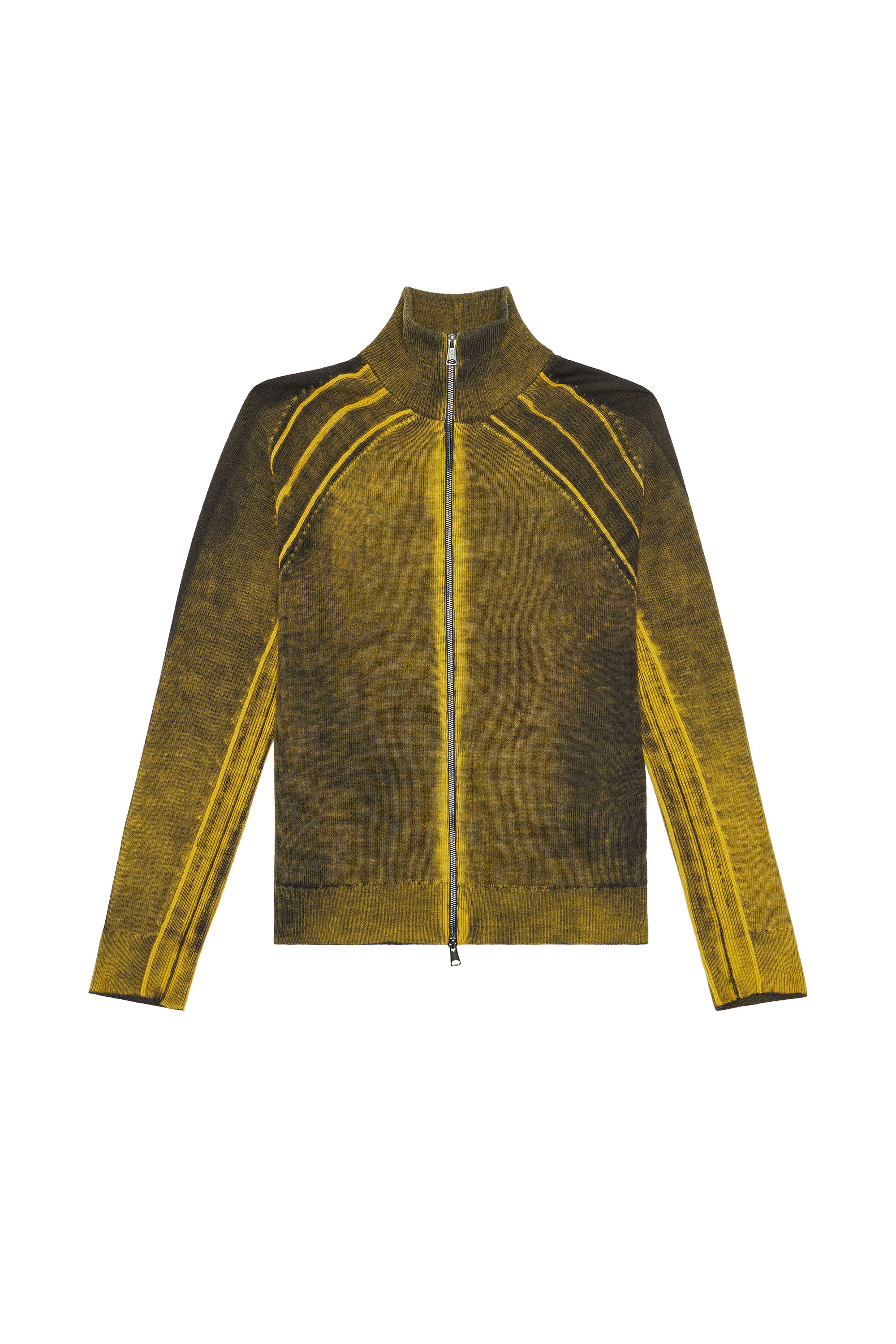 DIESEL K-IRINI ドライバーズニット ブラック/イエロー Mサイズ Men's Wool cardigan with nuanced print | Green | Diesel