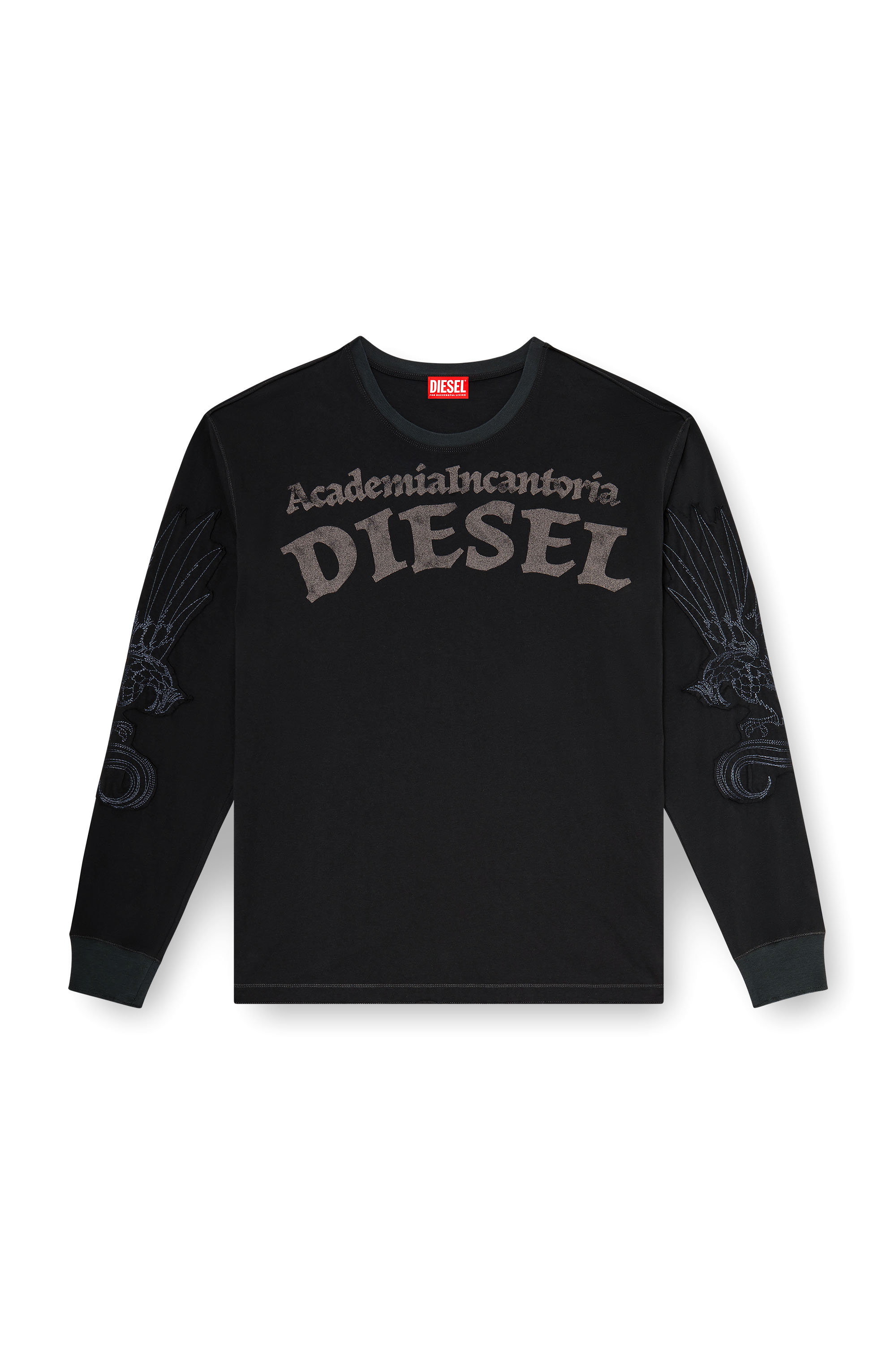 Diesel - T-NORM-LS-AA3, Male's Long-sleeve T-shirt with prints and patches in Black - 2