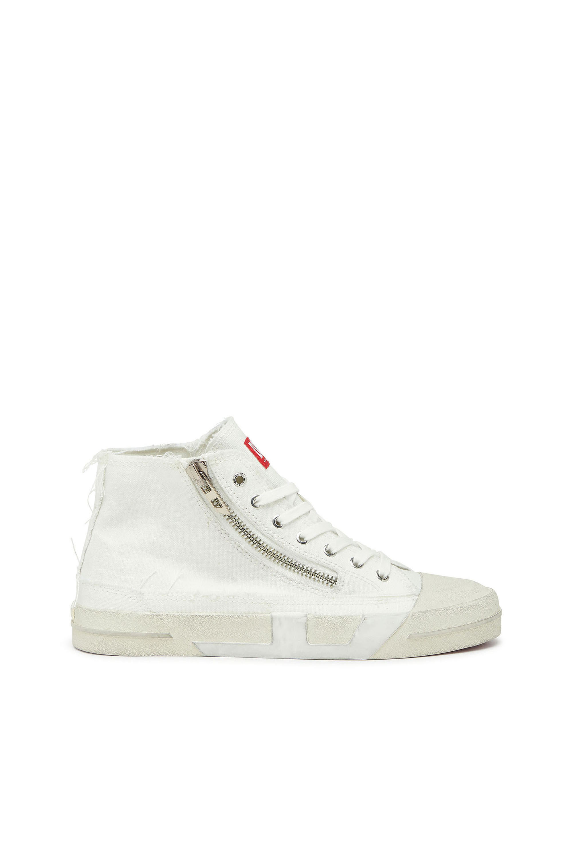 Diesel - S-D-VERSE ZIP MID II, Male's S-D-Verse -  Sneakers in frayed canvas with D logo in White - 1
