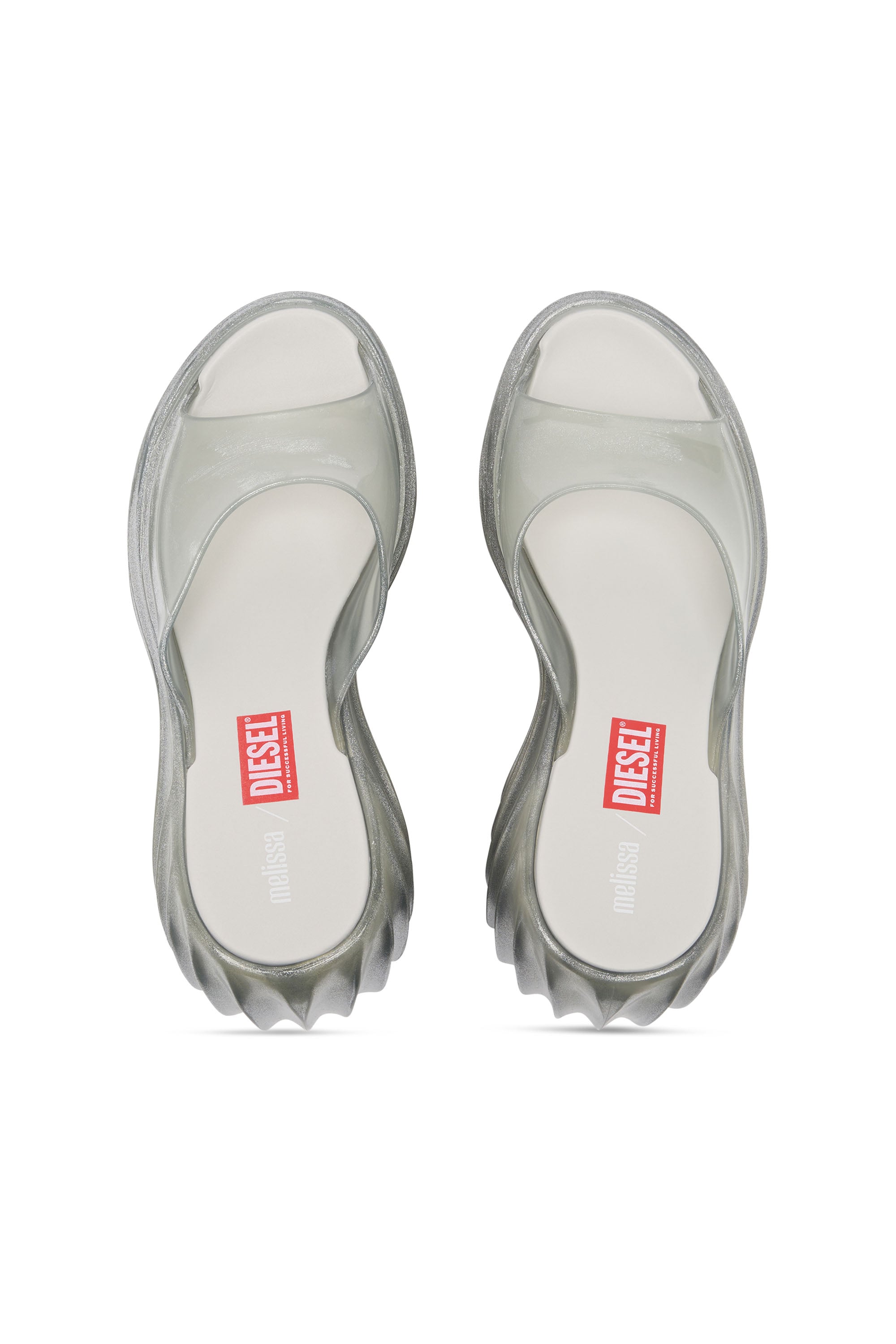 Women's Platform mule in Melflex® | Silver | Diesel {{Country}}