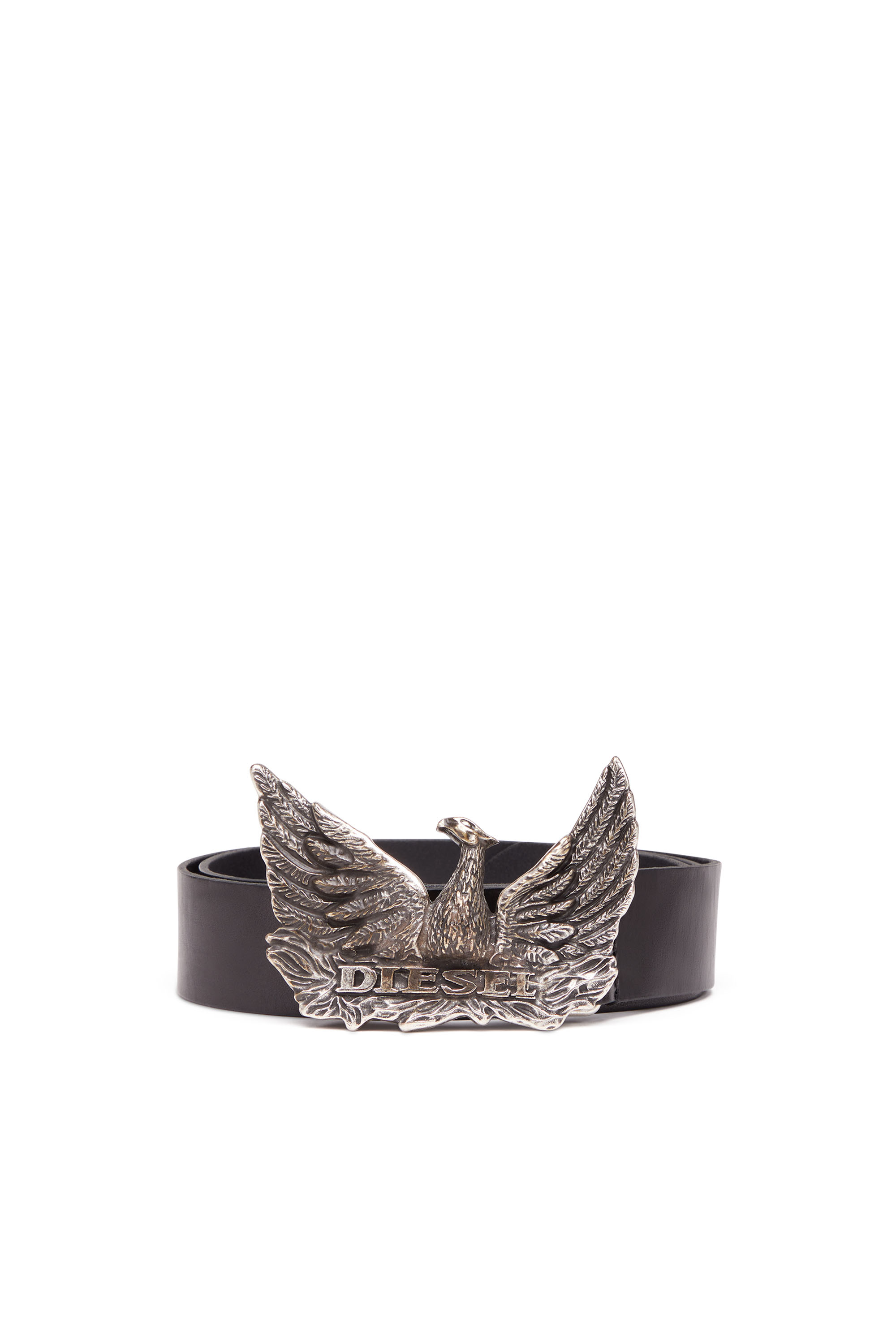 Diesel - PHOENIX BELT, Ceinture en cuir avec boucle phénix Homme in Noir - 1