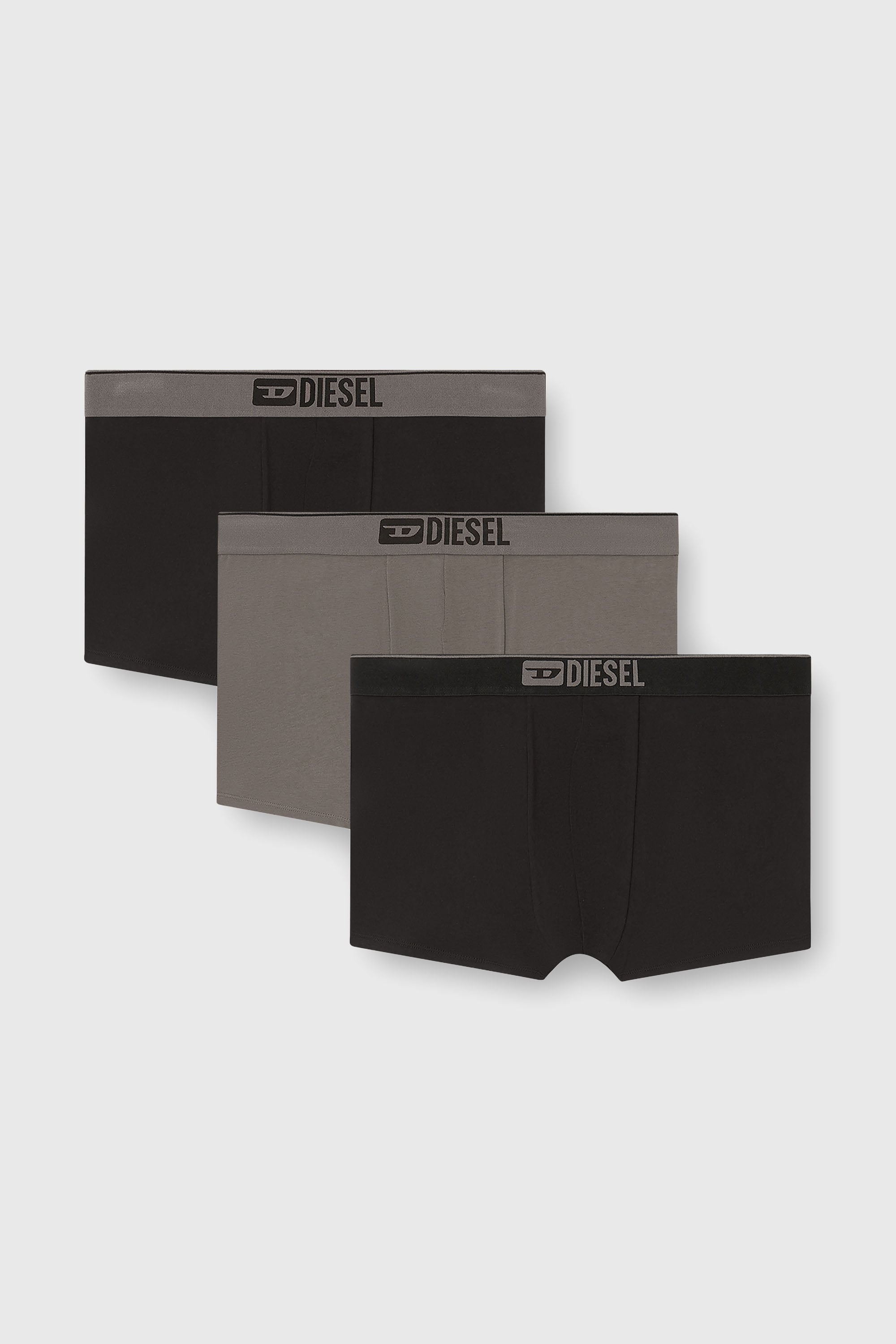 Diesel - UMBX-DAMIENTHREEPACK, Male's Three-pack of plain boxer briefs in Black/Grey - 1