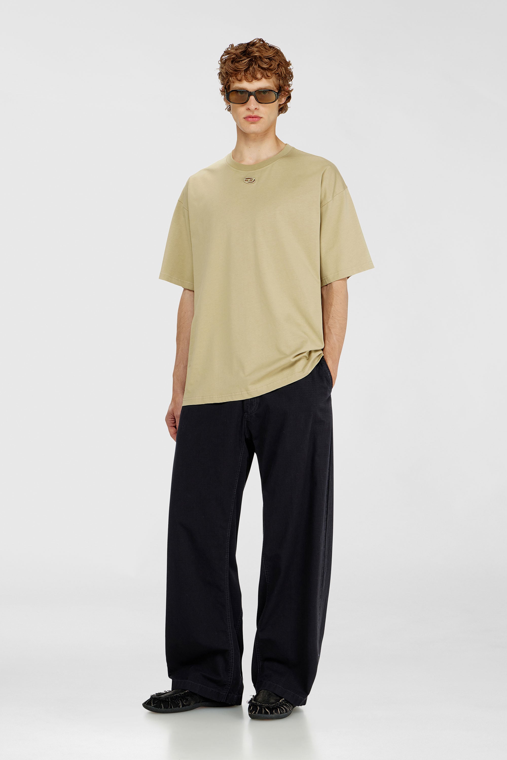 Diesel - T-BOXT-DCO, Male's Relaxed cotton T-shirt with Oval D embroidery in Beige - 2