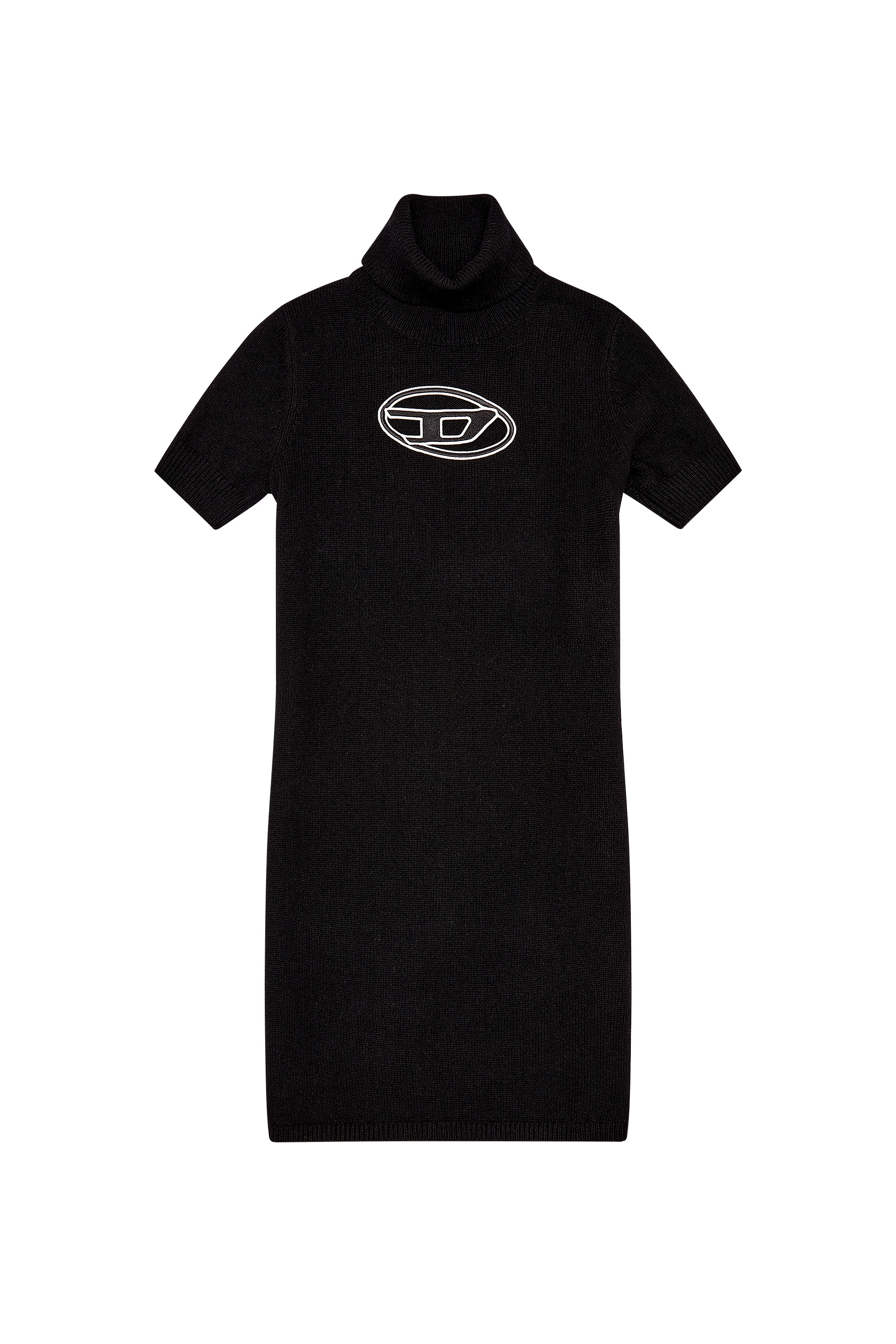Diesel - M-ARGARET-DRS, Woman's Roll-neck dress with oval D plaque in Black - 2