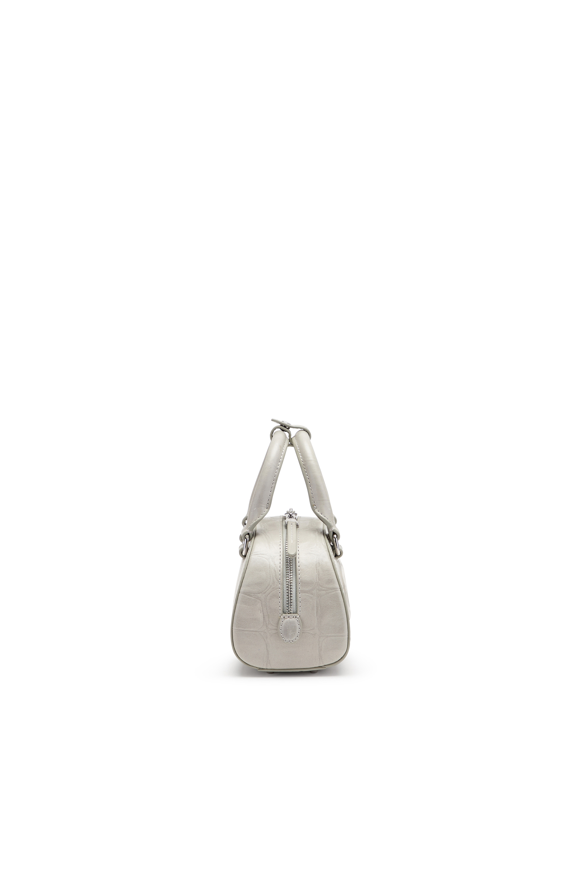 Diesel - 1DR DOME CROSSBODY, Female's 1DR Dome-Mini bowling bag in croc-effect leather in Grey - 4