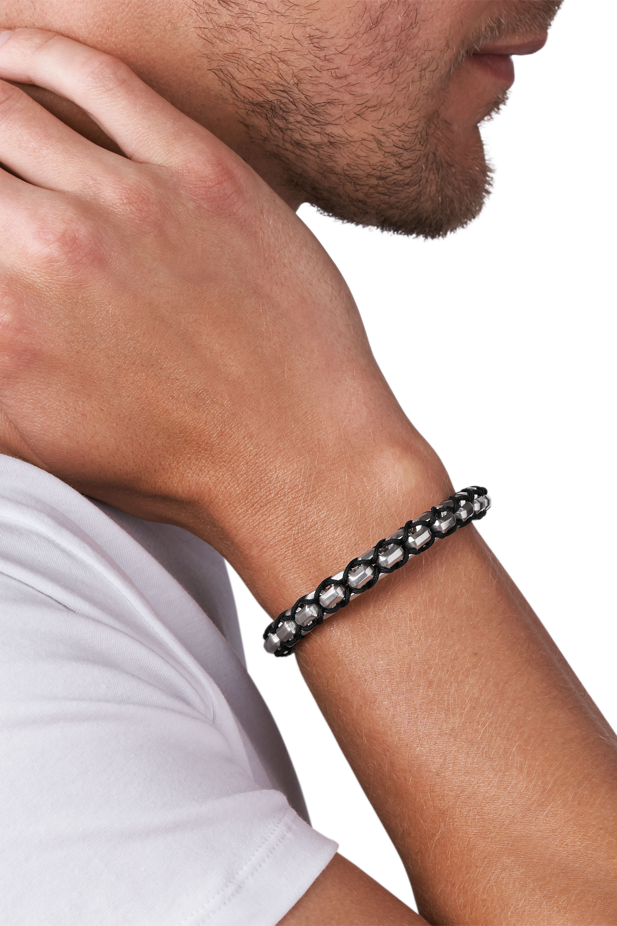 Diesel - DX1180, Man's Stackable stainless steel bracelet in Silver/Black - 2