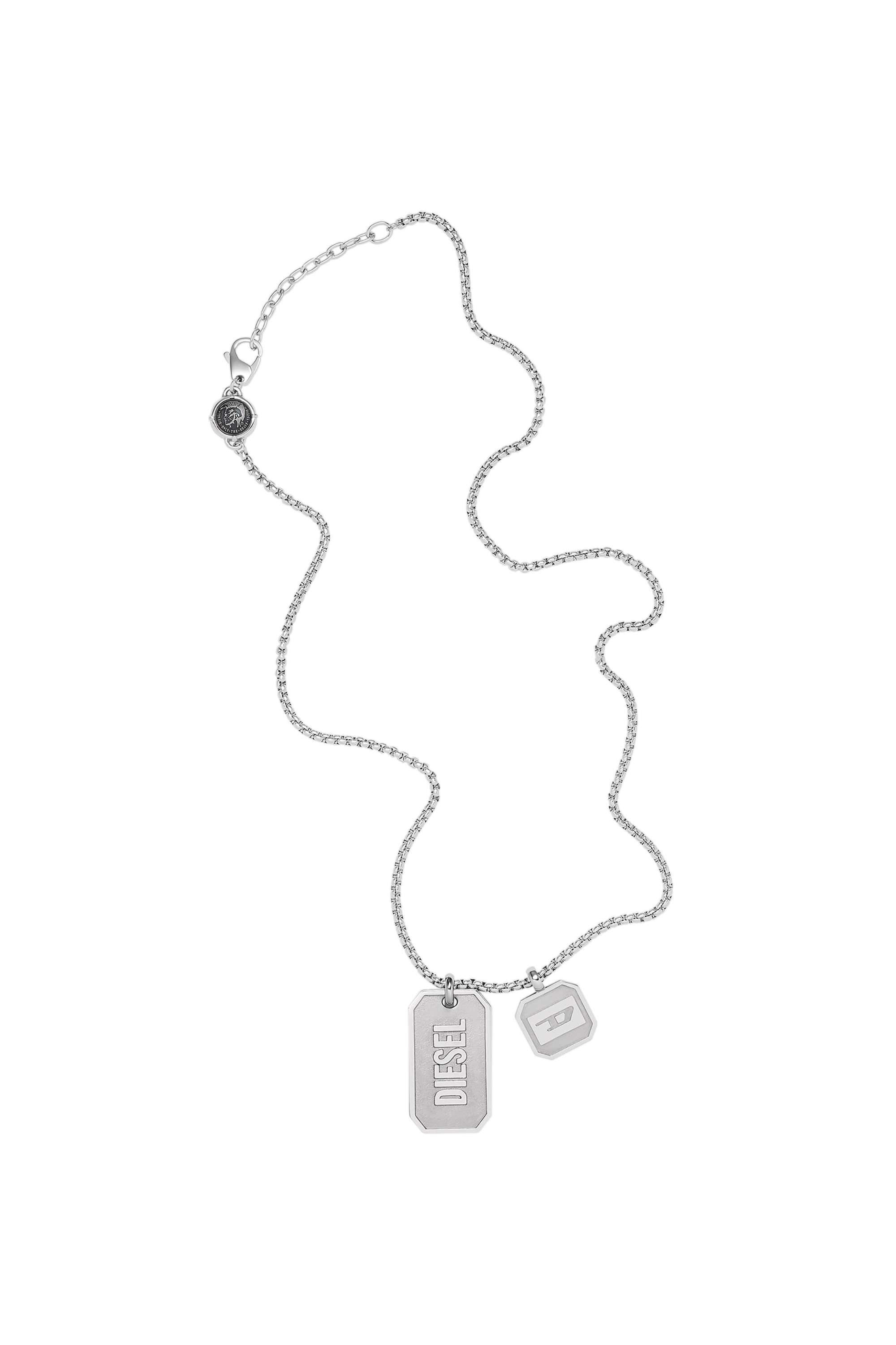 Diesel - DX1259, Man's Diesel Stainless Steel Logo Double Dog Tag Necklace in Silver - 2