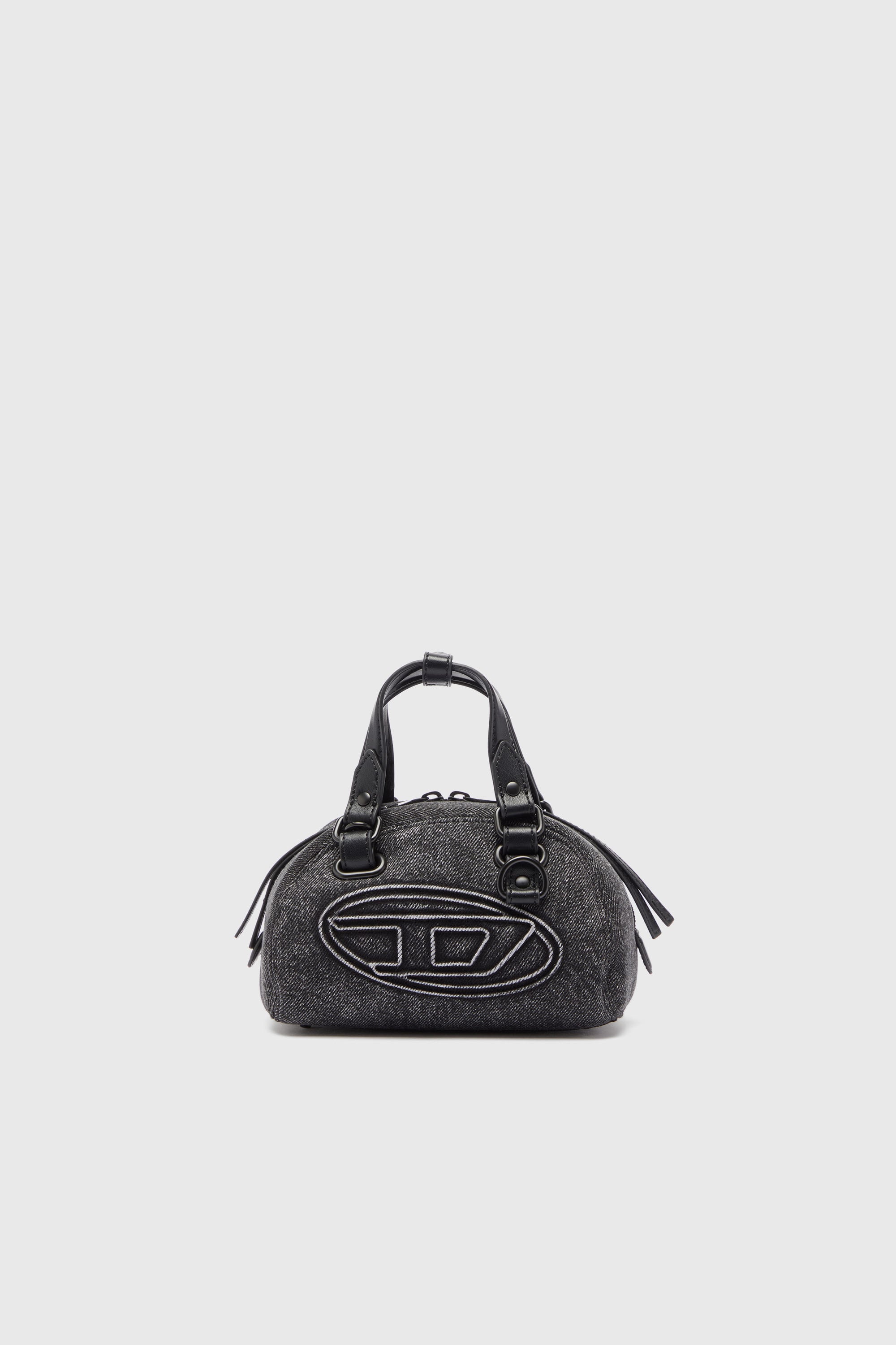 Diesel - 1DR DOME SOFT CROSSBODY, 1DR Dome - Bolso bowling peque&ntilde;o de denim lavado Unisex in Negro - 1