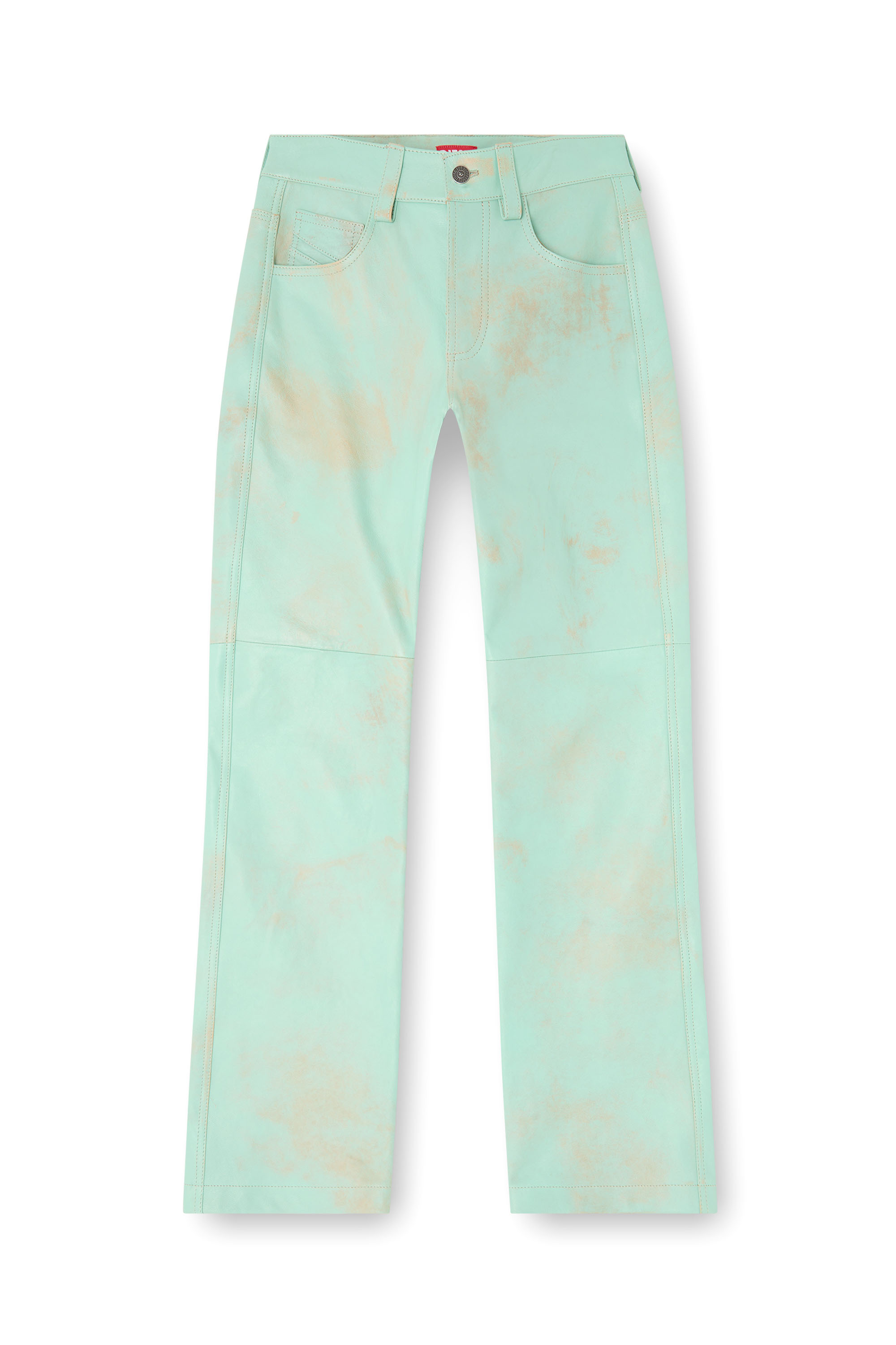 Diesel - L-POCKA, Woman's Pants in treated leather in Green - 3