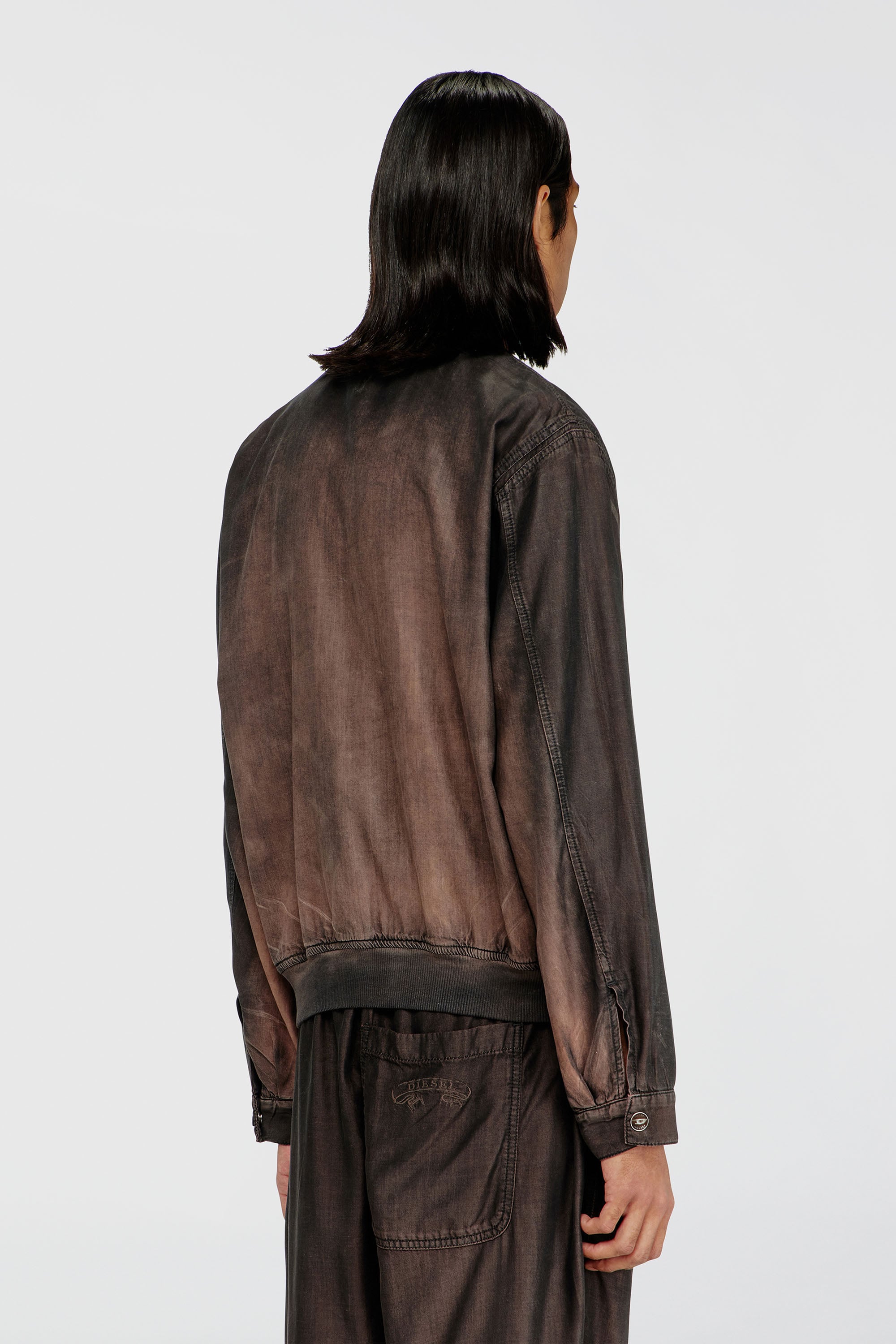 Diesel - D-BELMOR-S, Man's Bomber jacket in fluid coated denim in Brown - 5