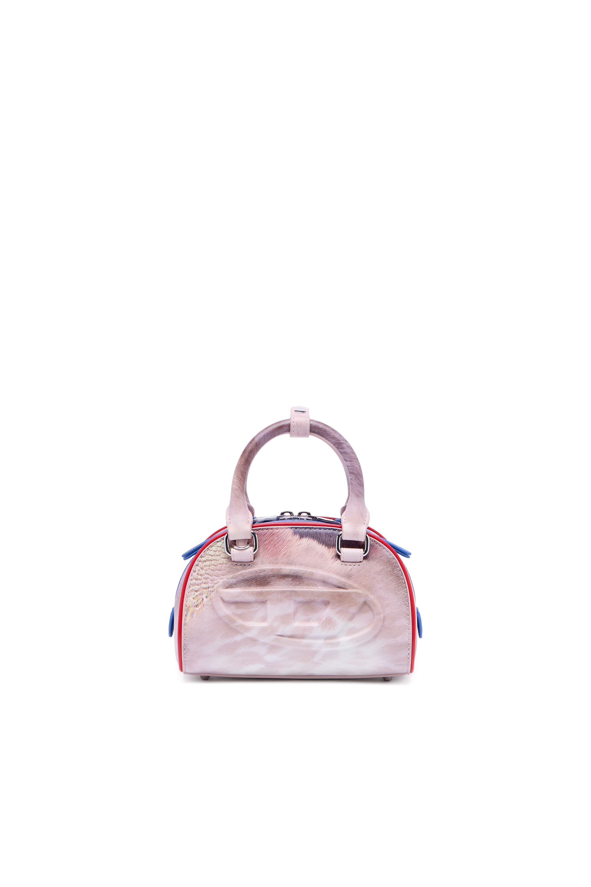 Diesel - 1DR DOME CROSSBODY, Female's 1DR Dome-Mini bowling bag with animal print in Pink/Blue - 2
