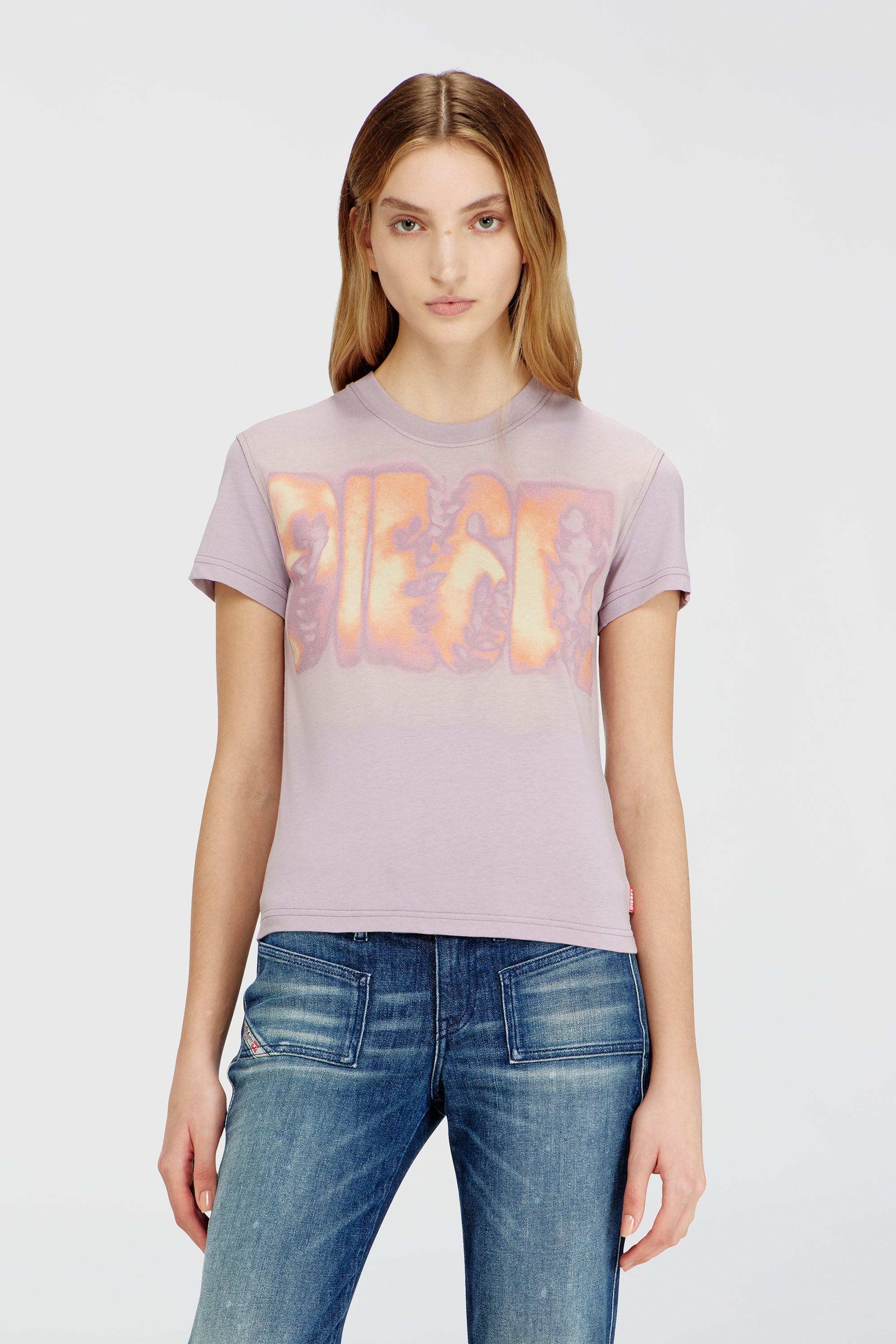 Diesel - T-ILA-AA3, Female's Slim jersey T-shirt with graphic print in Lilac - 3