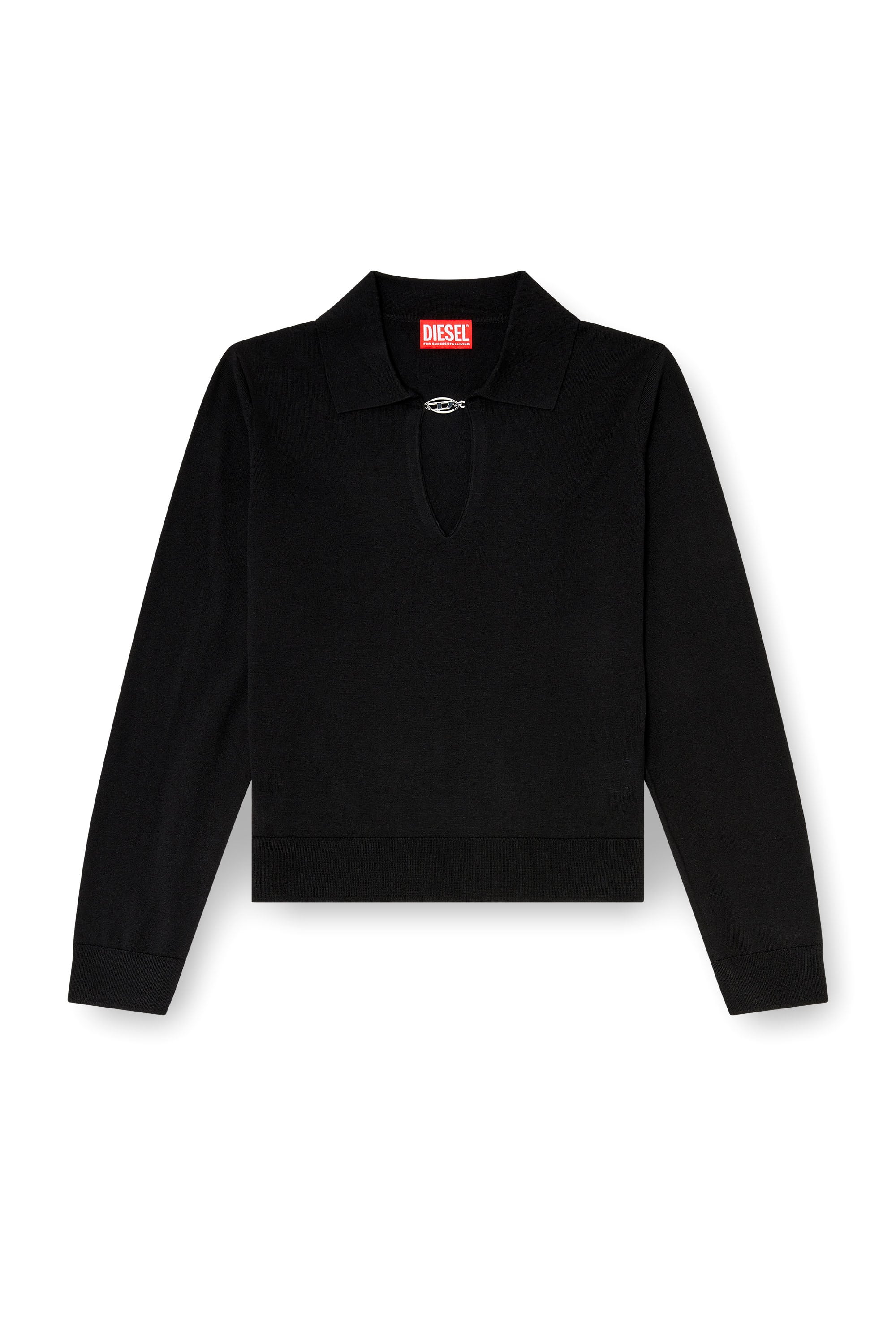 Diesel - M-LILLI, Pull en maille m&eacute;lang&eacute;e avec plaque Oval D Femme in Noir - 3