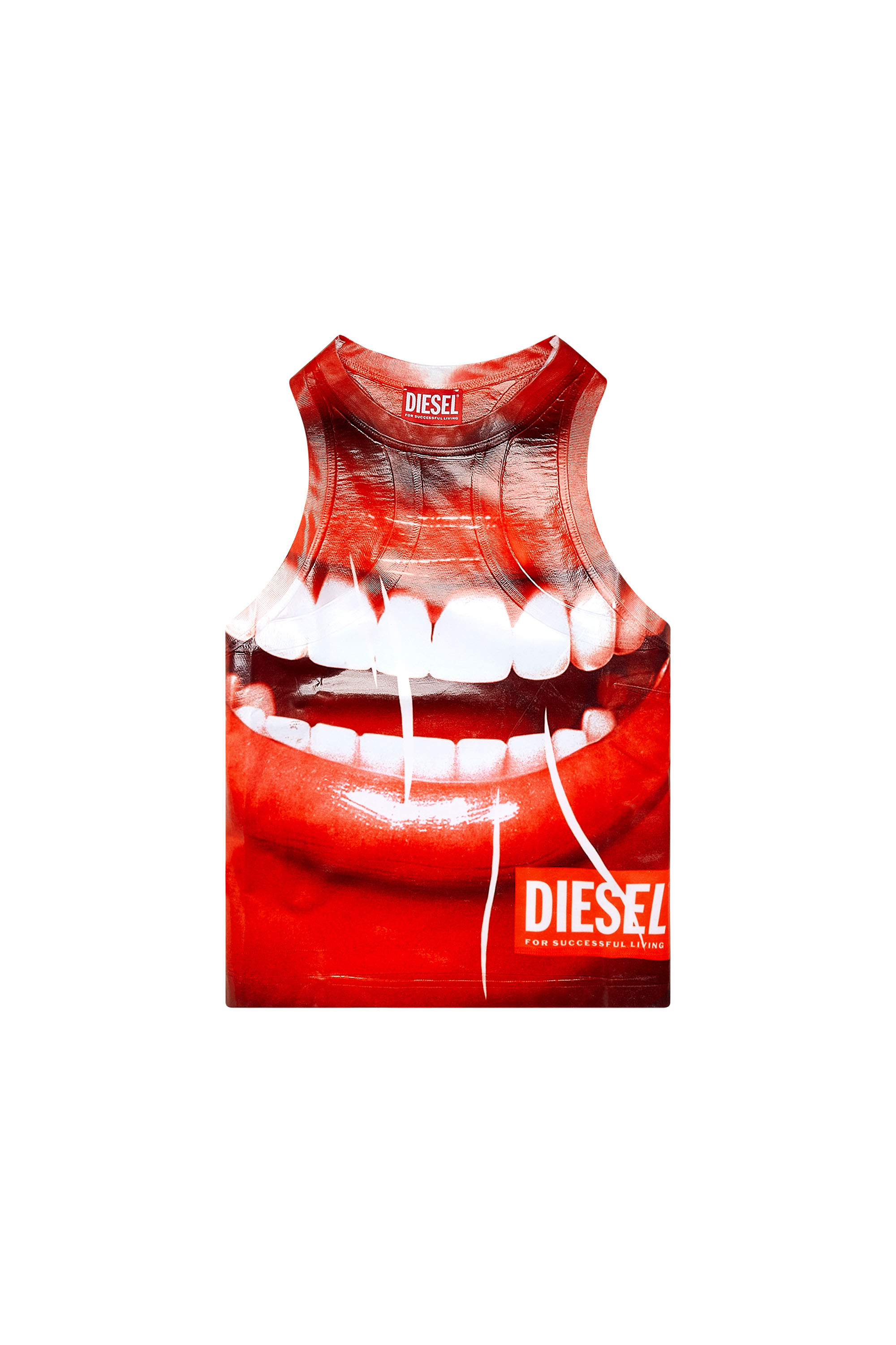 Diesel - T-FINSI, Woman's Tank top with smile print in Pink - 2