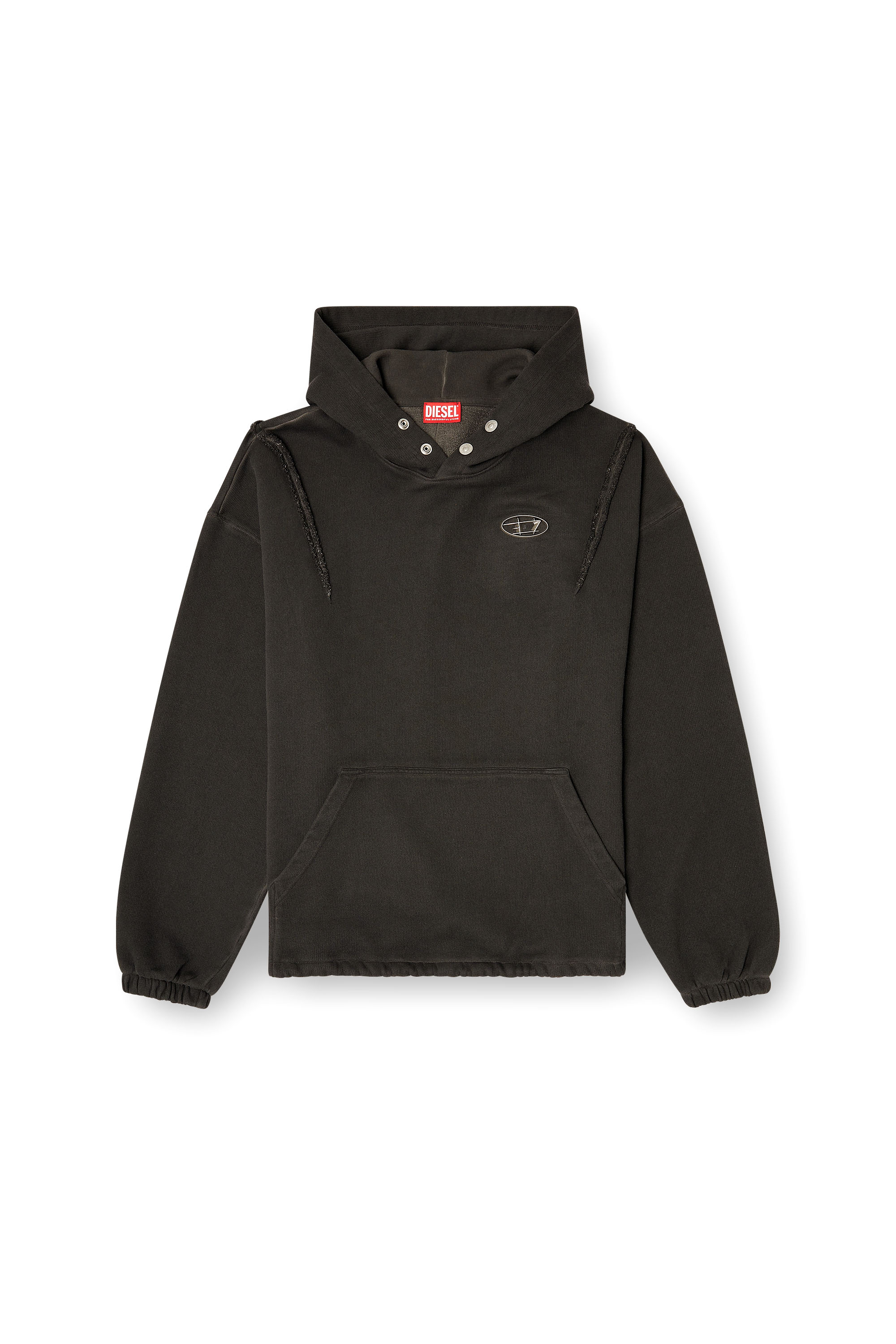Diesel - S-THUG-HOODIE, Unisex's Hoodie with faded effect in Black - 3