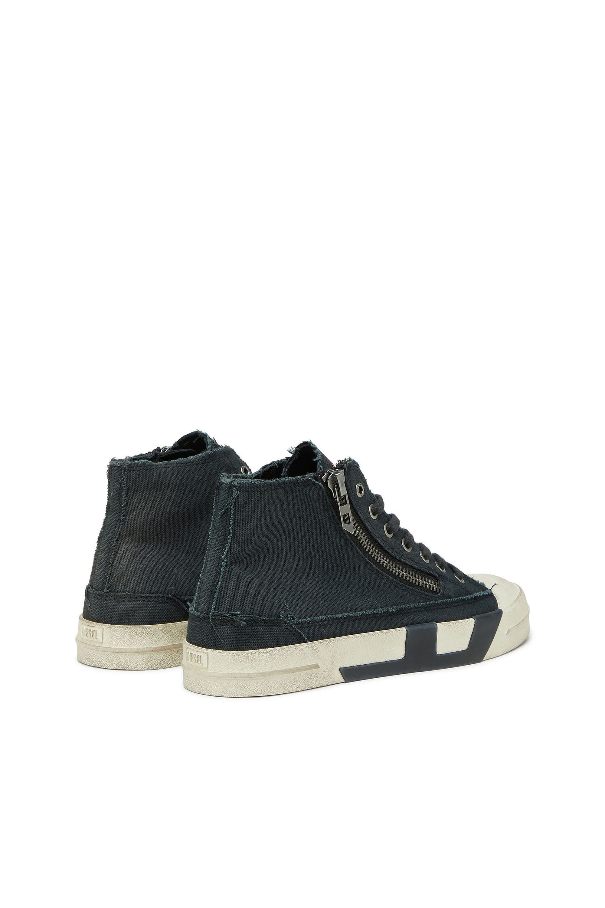 Diesel - S-D-VERSE ZIP MID II, Male's S-D-Verse -  Sneakers in frayed canvas with D logo in Black - 3