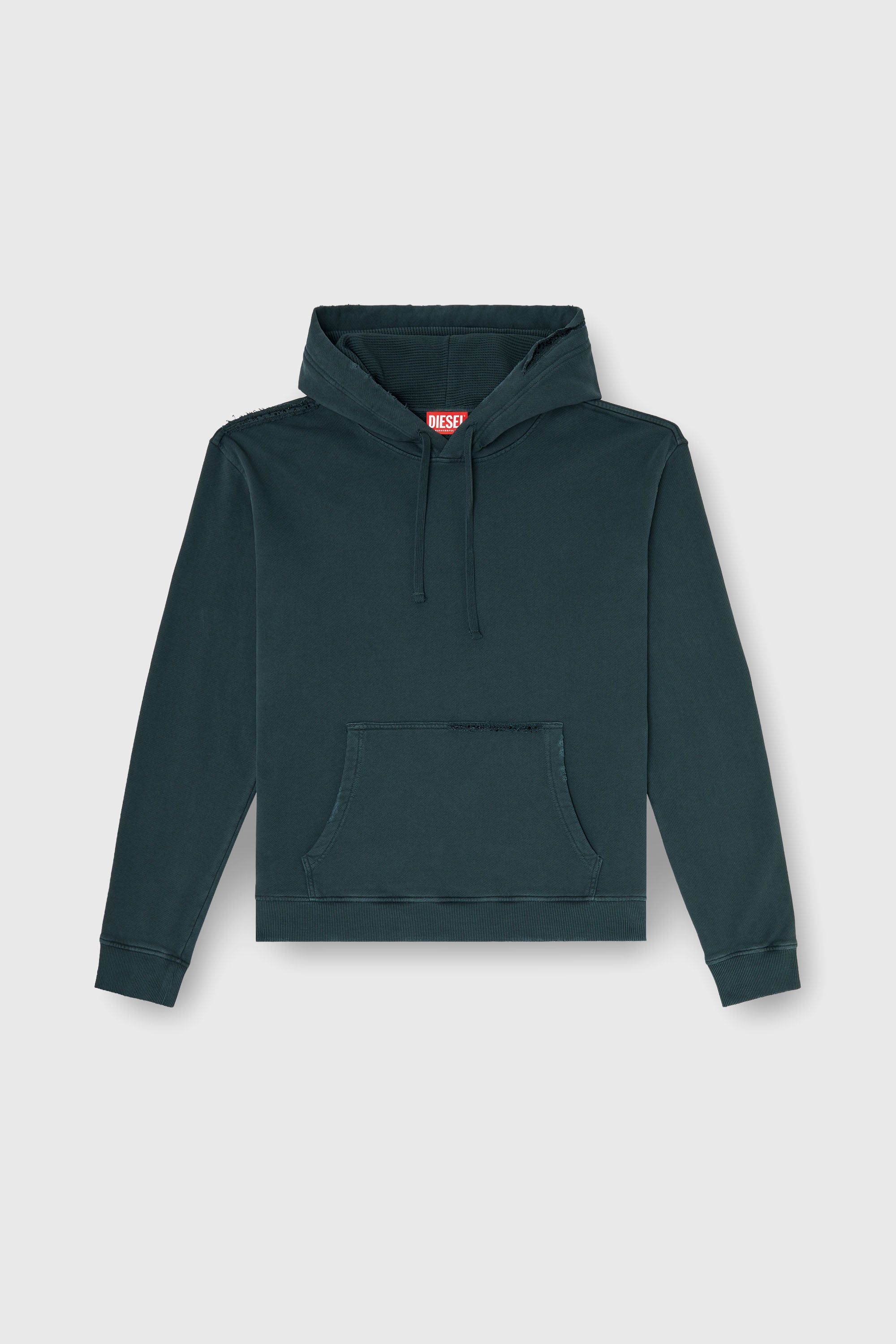 Diesel - S-NORM-HOOD-CRYSTALS, Sudadera con rotos y detalles de cristal Hombre in Verde - 2