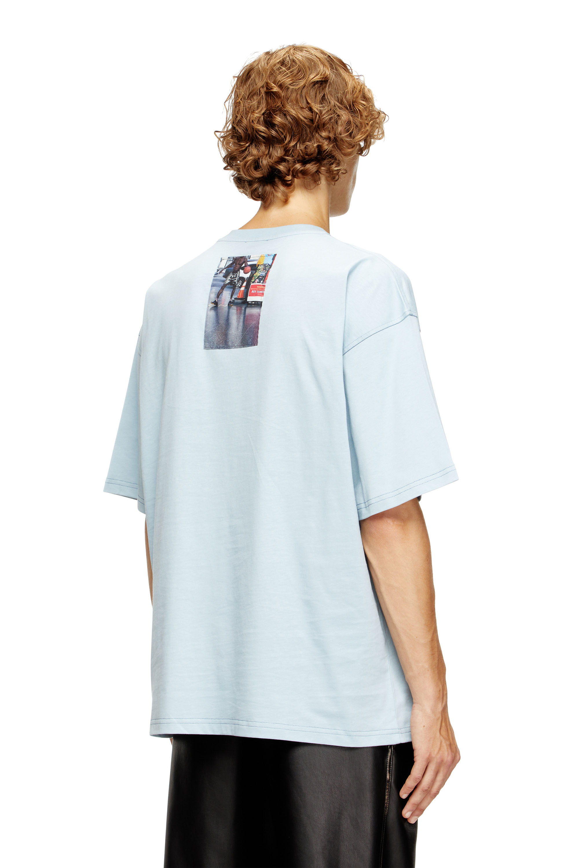 Diesel - T-BOXT-T3, Male's T-shirt with logo photo patches in Light Blue - 4