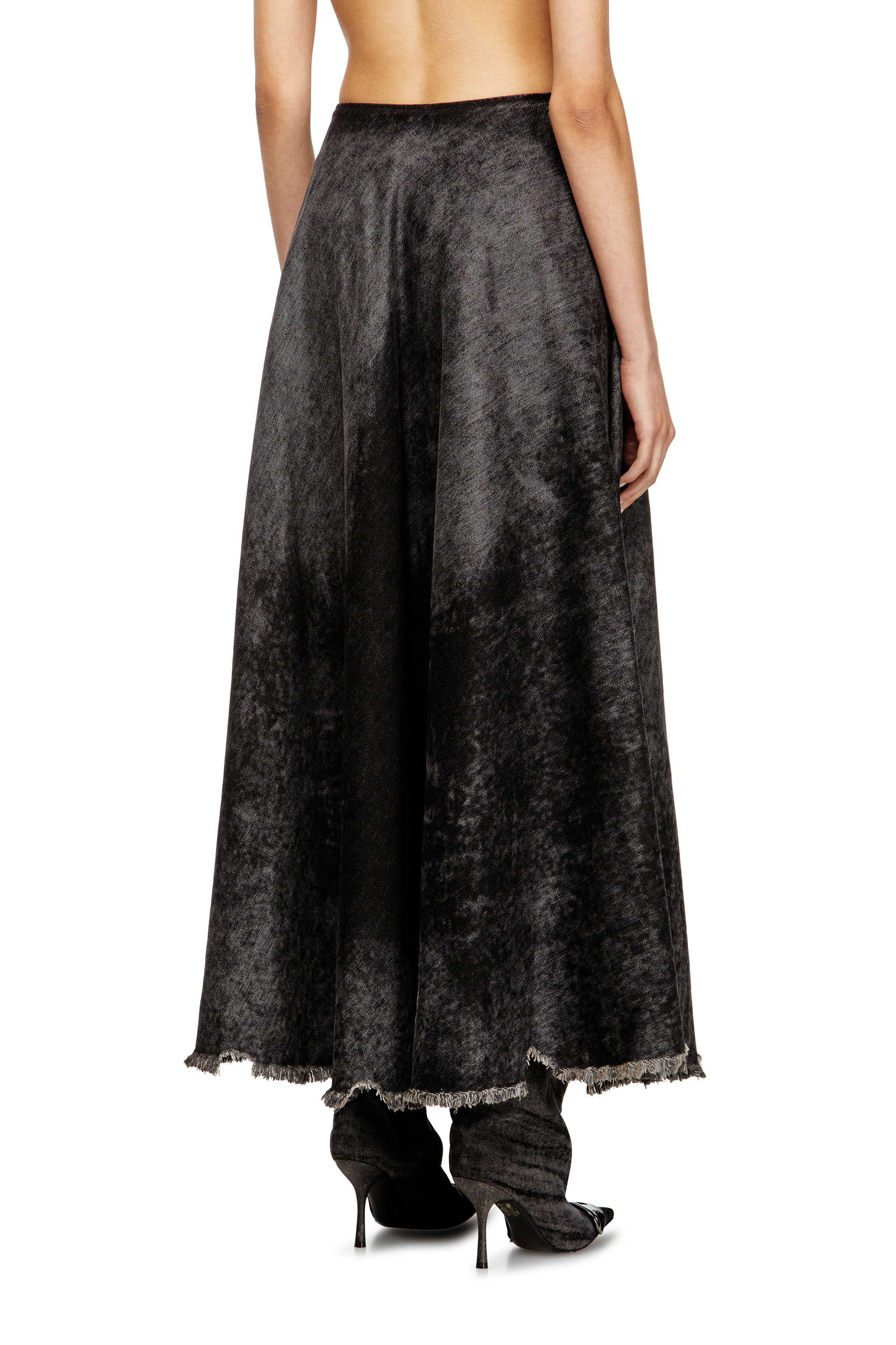 Diesel - DE-HANNIE-FSH, Female's Full skirt in lasered cotton-hemp denim in Black - 4