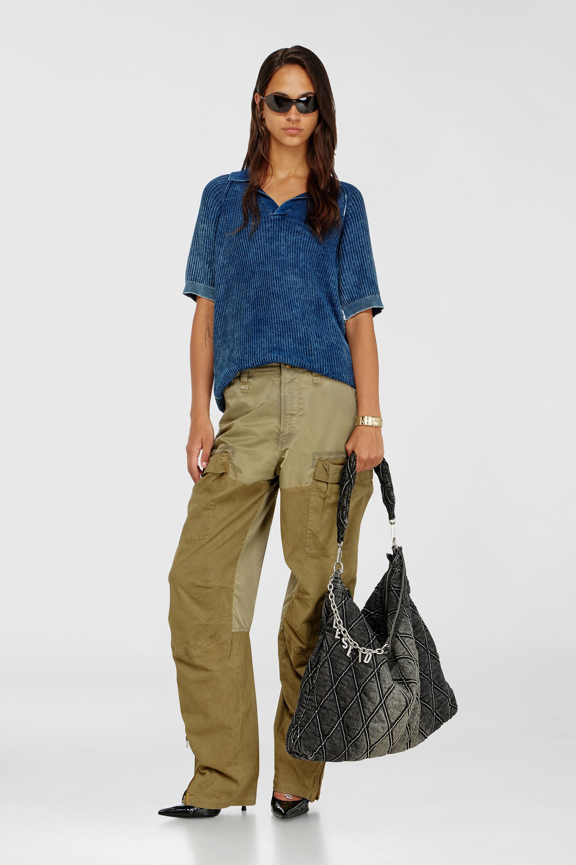 Diesel - P-ARKER, Pantalones cargo de algod&oacute;n y nailon Mujer in Verde - 2