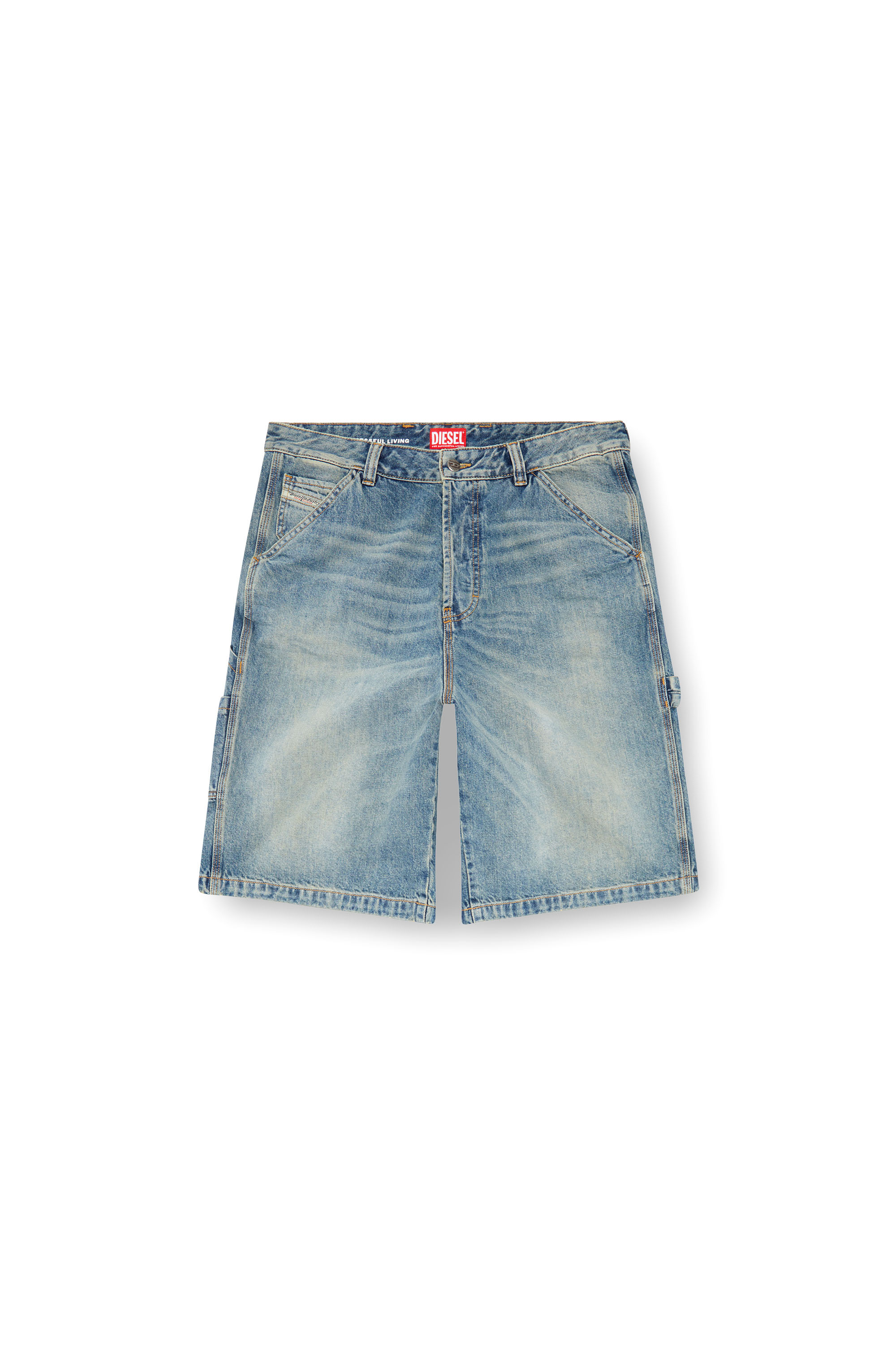 Diesel - D-LIVERY-SHORT, Man's Denim utility shorts in Light Blue - 1