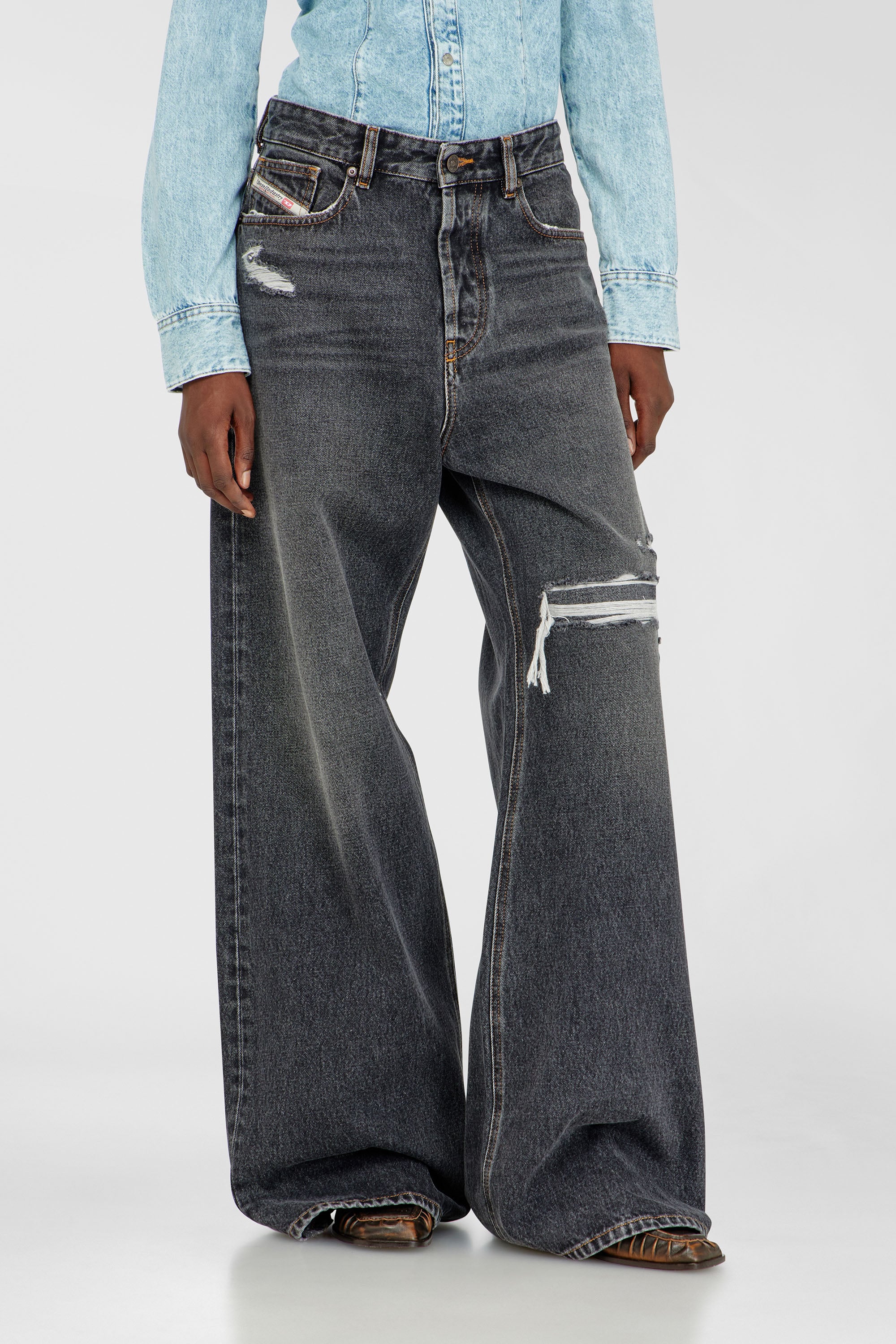 Diesel - Relaxed Jeans 1996 D-Sire 007F6 Mixte, Noir/Gris fonc&eacute; - Image 1