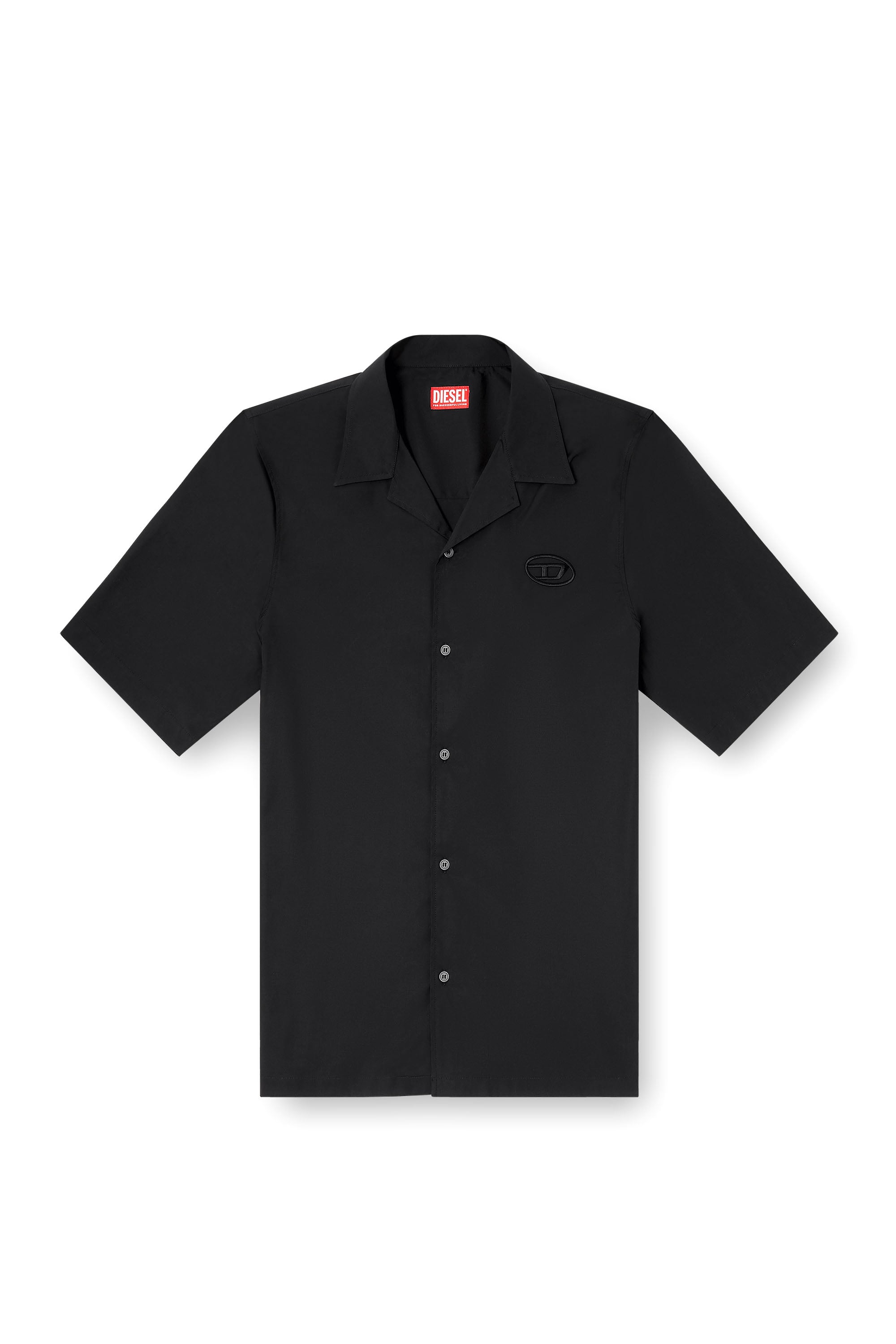 Diesel - S-MAC-GSBH, Chemise en popeline stretch avec broderie Oval D Homme in Noir - 3