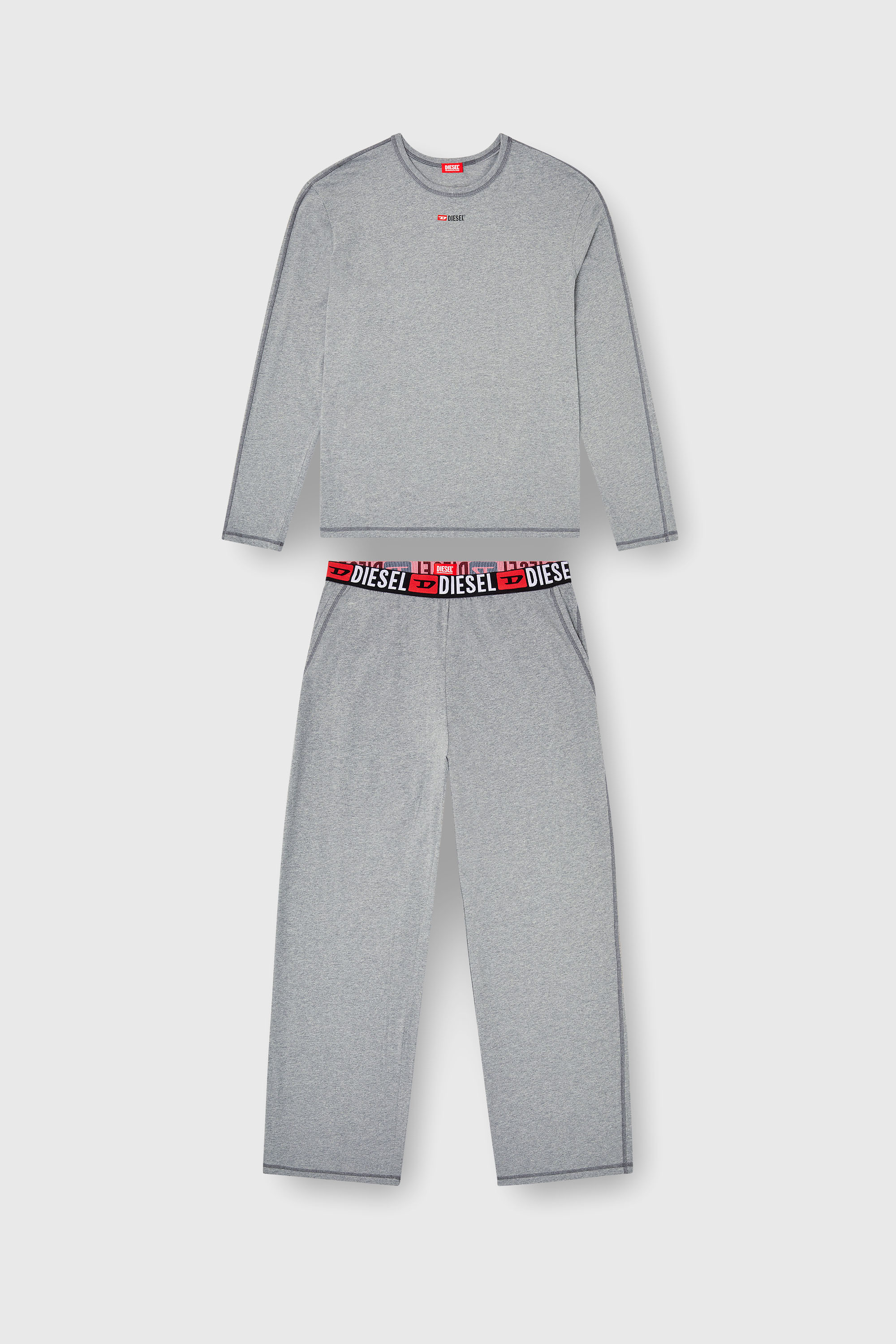 Diesel - SET-NOLAN-D-CORE, Male's Pajamas in cotton jersey in Grey - 4