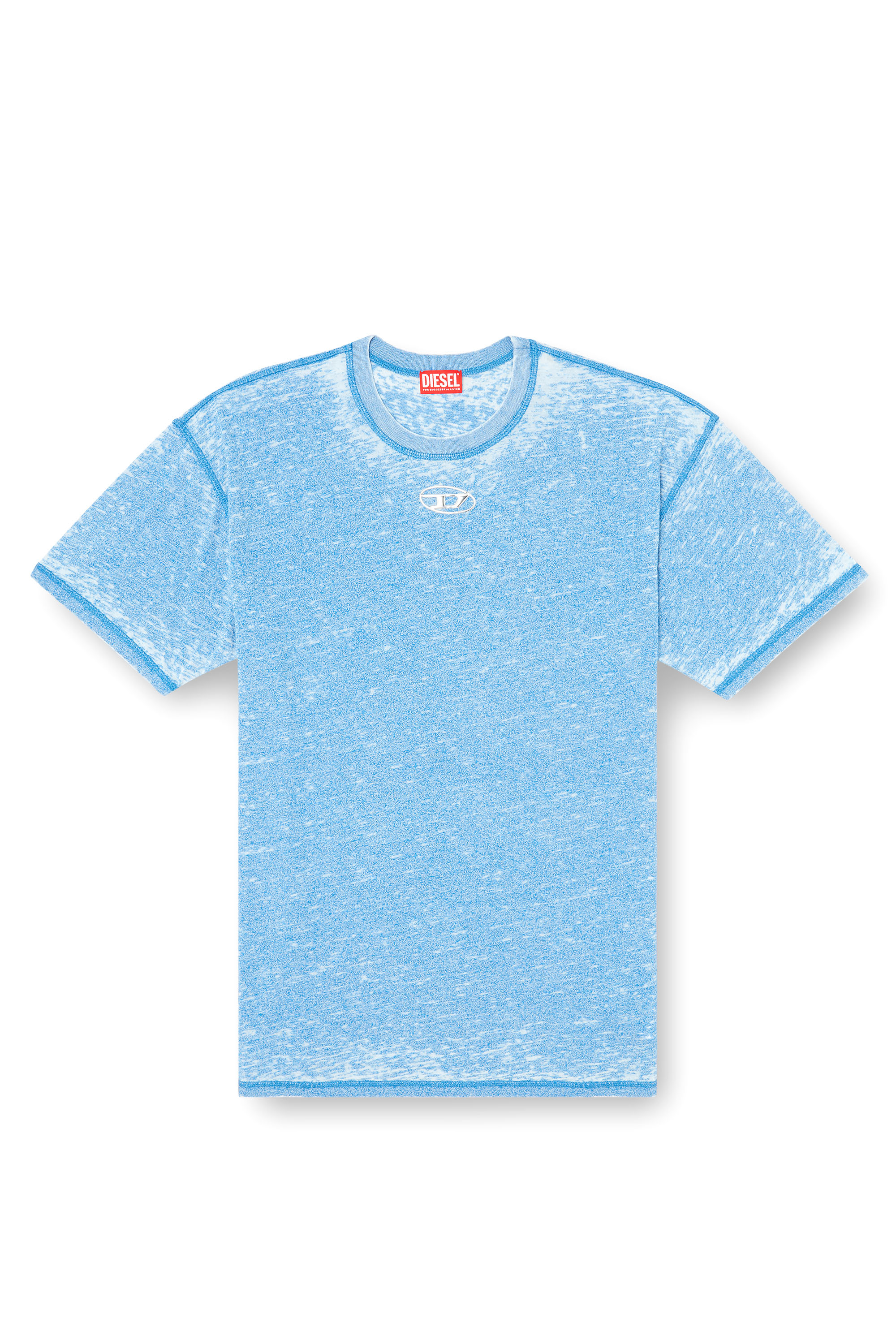 Diesel - T-BOXT-PAK, Male's Burnout T-shirt with metal-look logo in Light Blue - 3