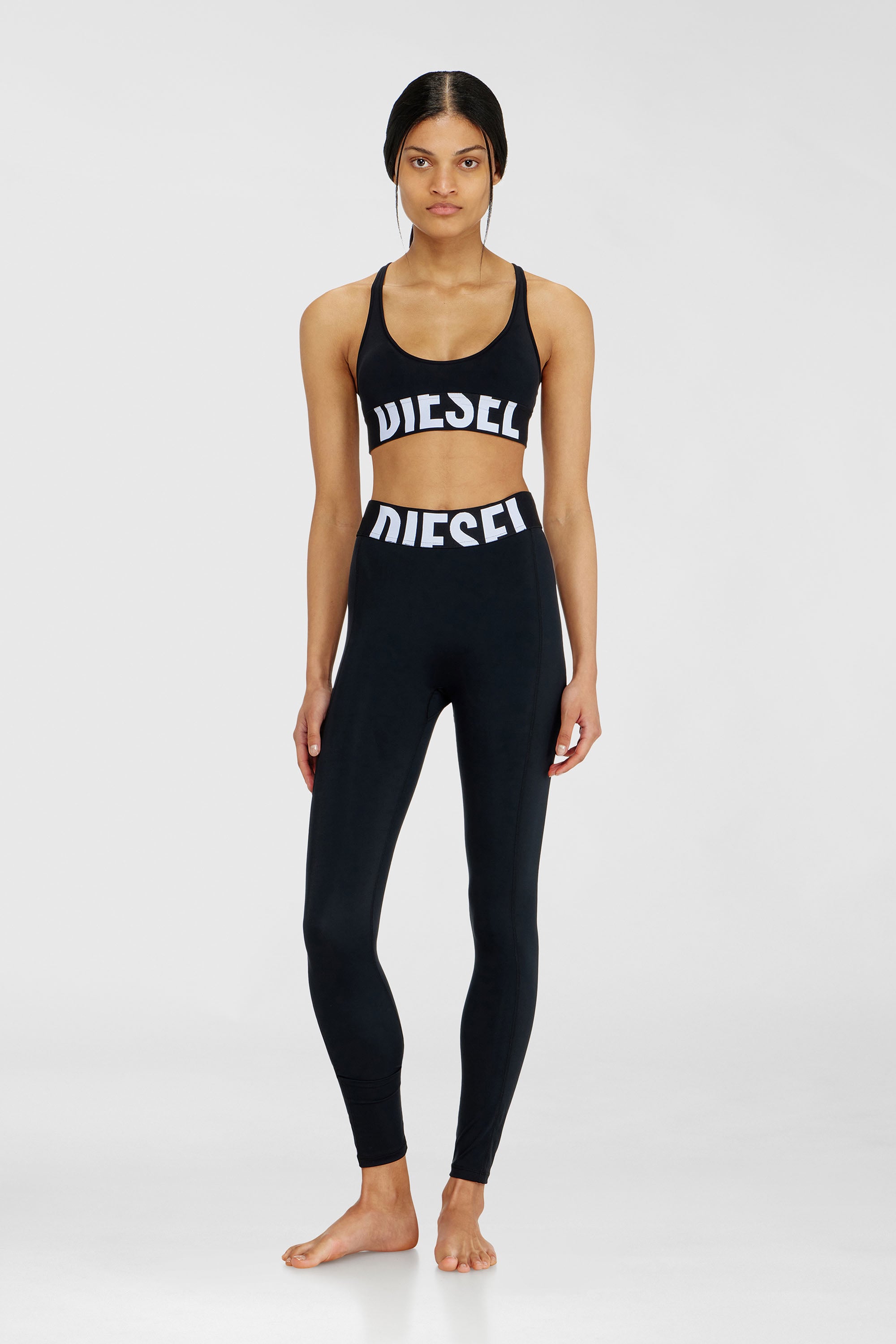 Diesel - ALLISON-D-POP, Female's Microfibre sports bra with cut-off logo in Black - 2