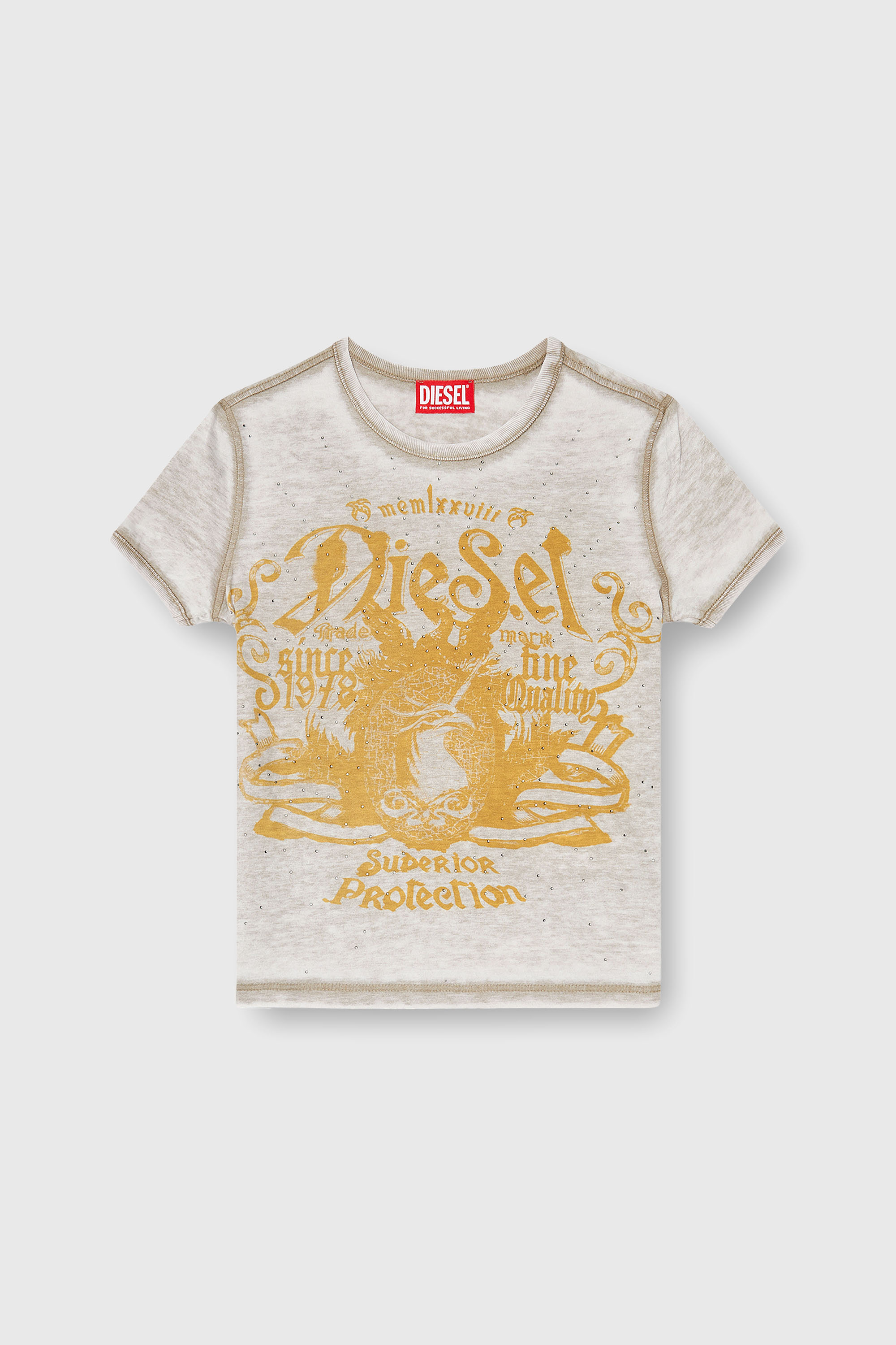 Diesel - T-UNCUTIES-LONG-AA3, Camiseta slim de punto con estampado y tachuelas Mujer in Multicolor - 2