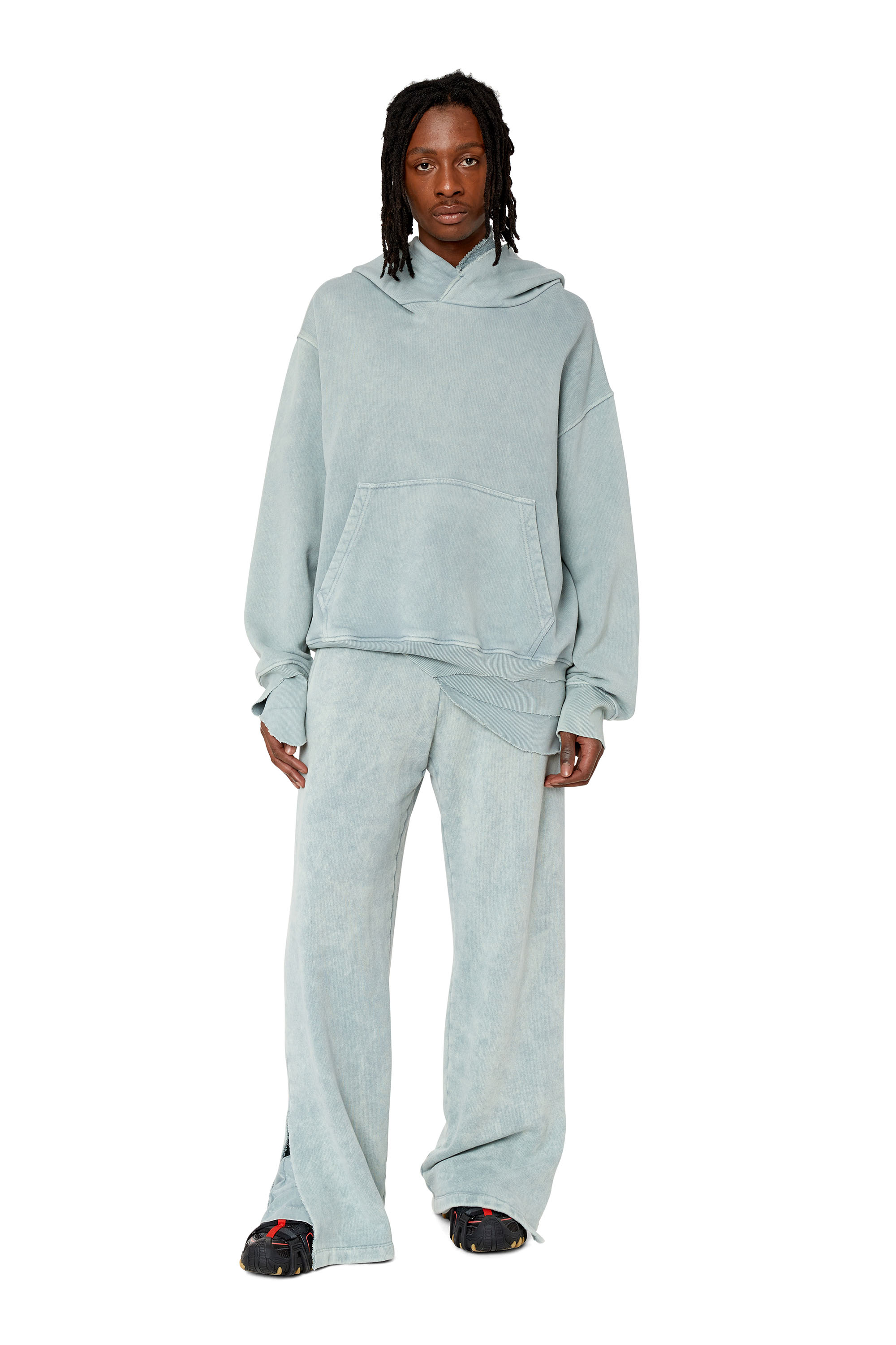 Diesel - P-TOPPAL, Man's Flared double-layer sweatpants in Light Grey - 1