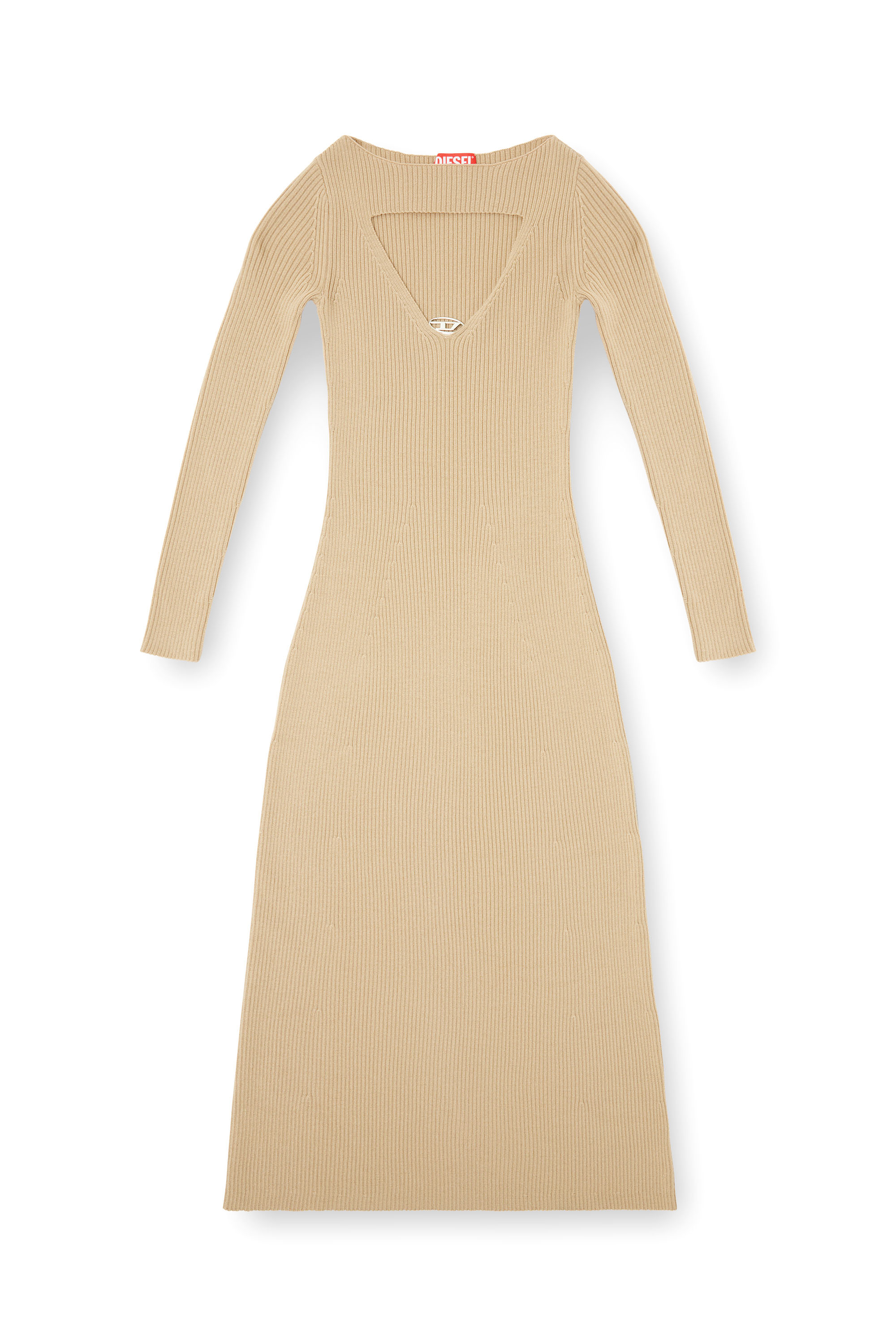 Diesel - M-OLONI, Robe midi en laine avec incrustation Femme in Beige - 3
