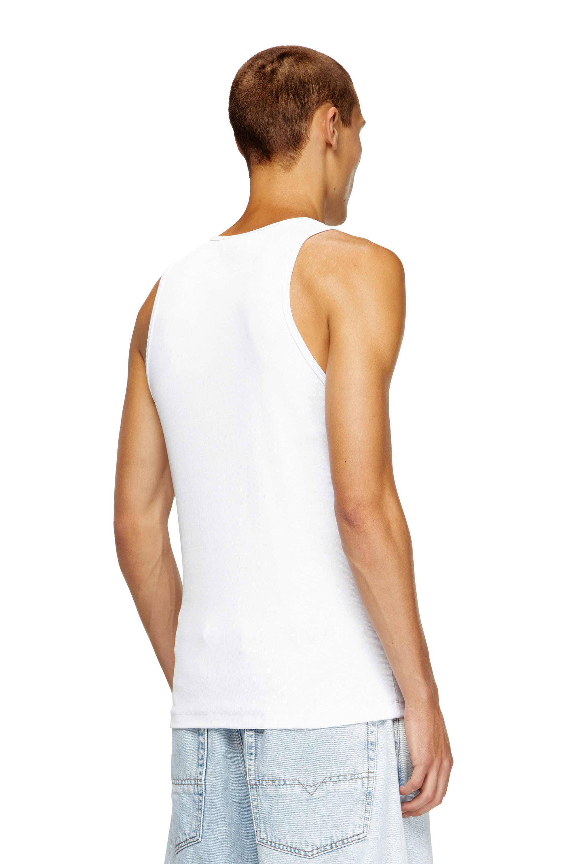 Diesel - T-LIFTY-D, Male's Tank top with mini D logo patch in White - 4