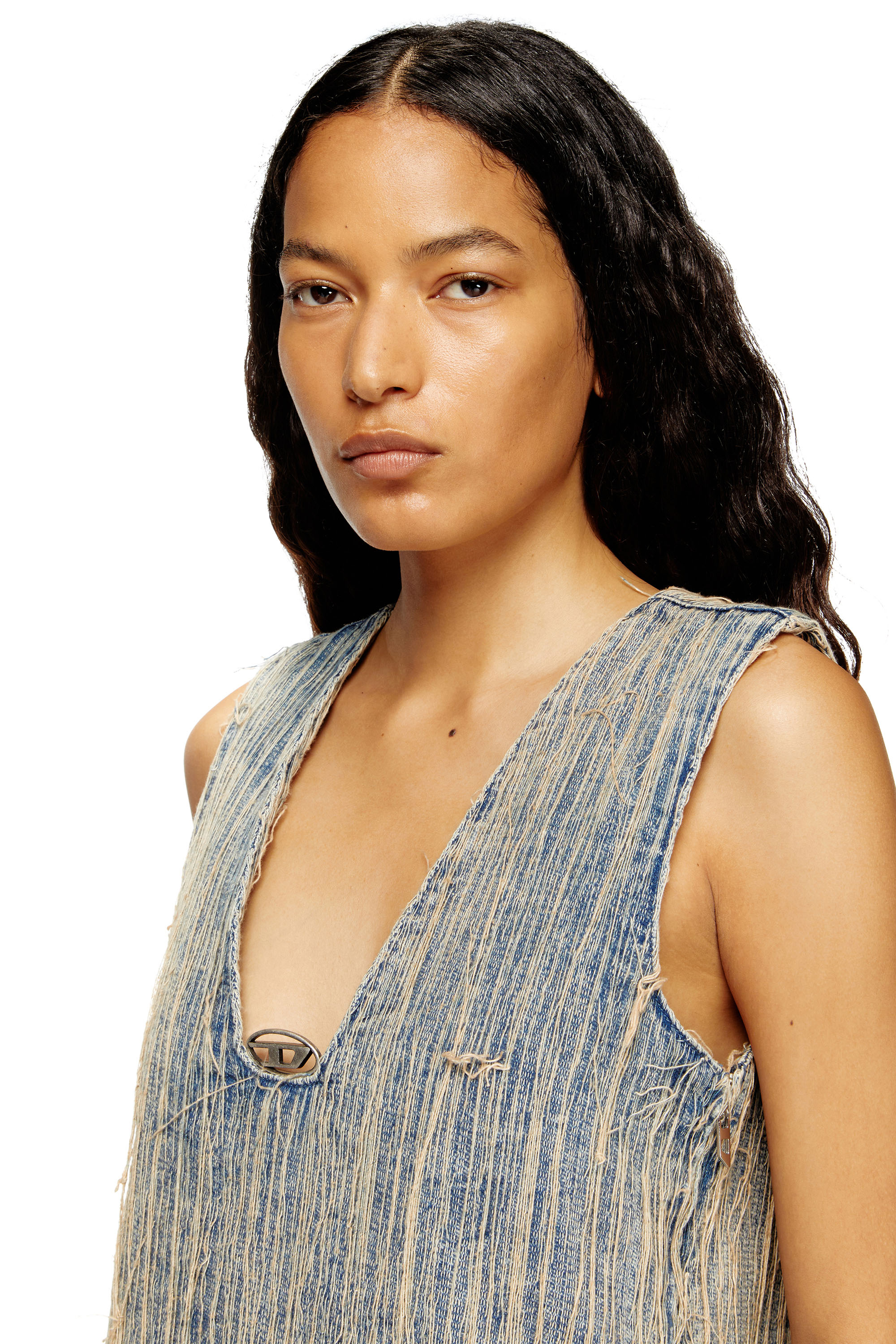 Diesel - DE-LARIS-DRESS-S2, Female's Distressed effect denim dress in Medium Blue - 5