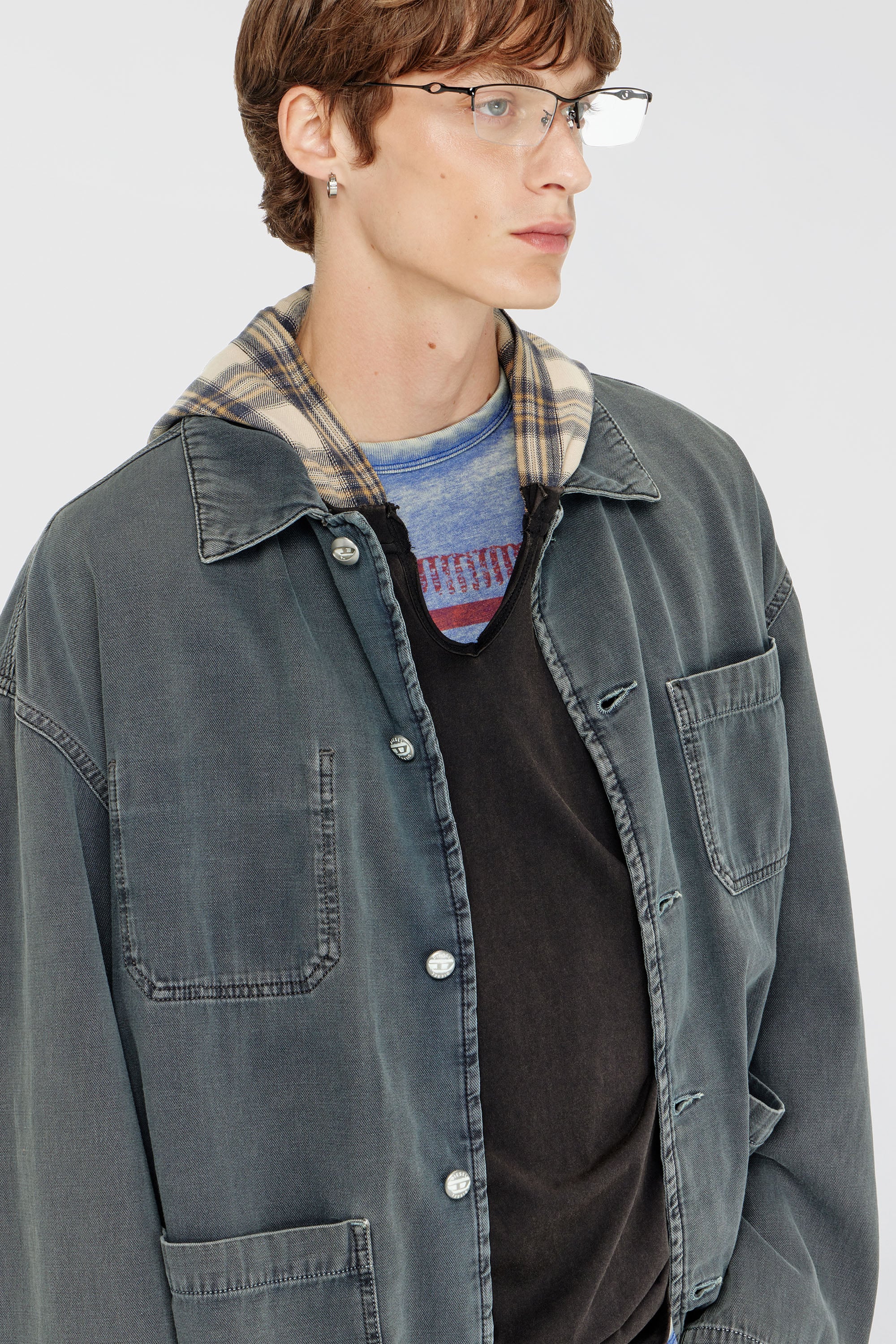 Diesel - D-STACK-U, Unisex's Utility-style jacket in coloured denim in Grey - 4
