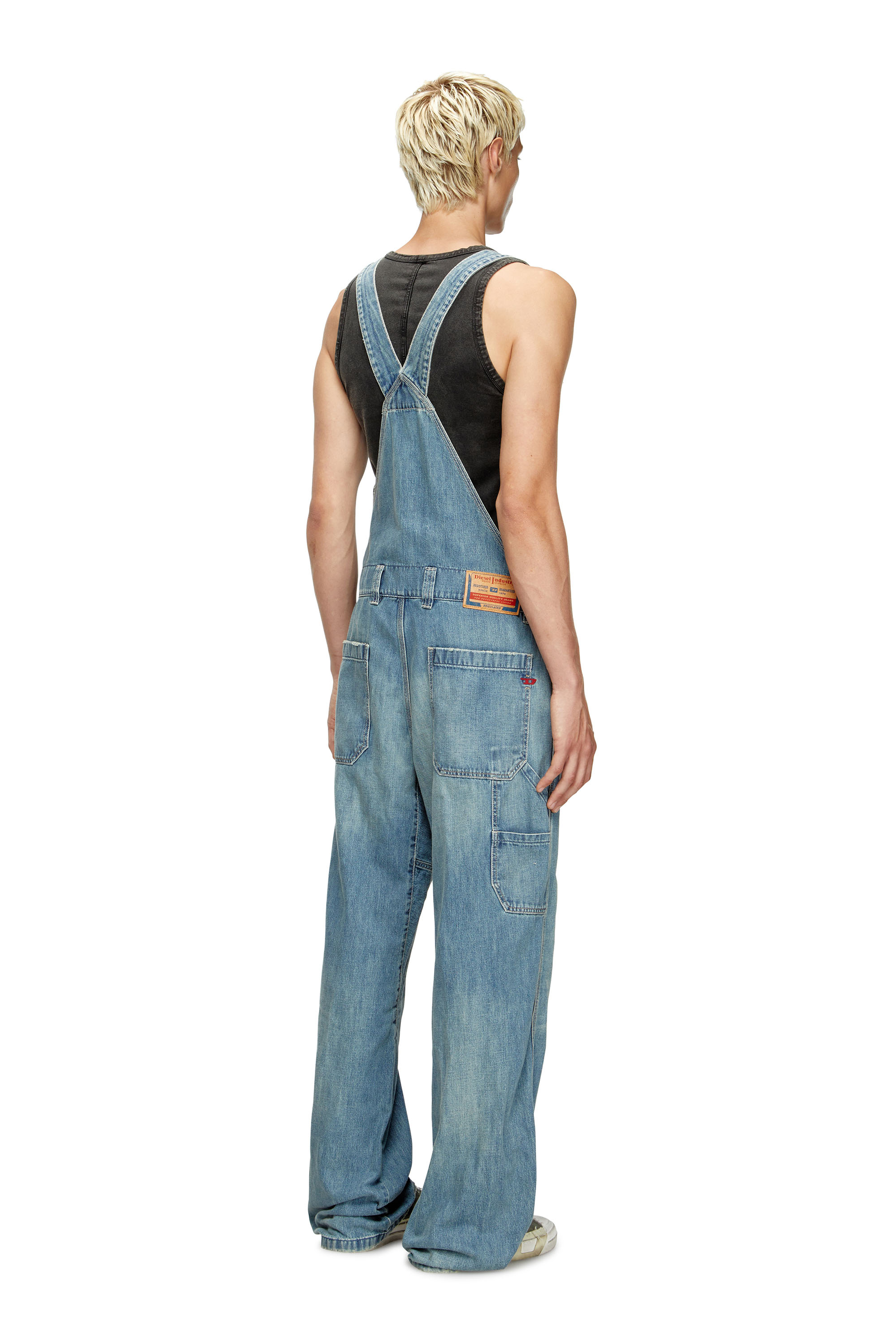 Diesel - D-FRAMU-U, Unisex's Utility-style denim dungarees in Light Blue - 3