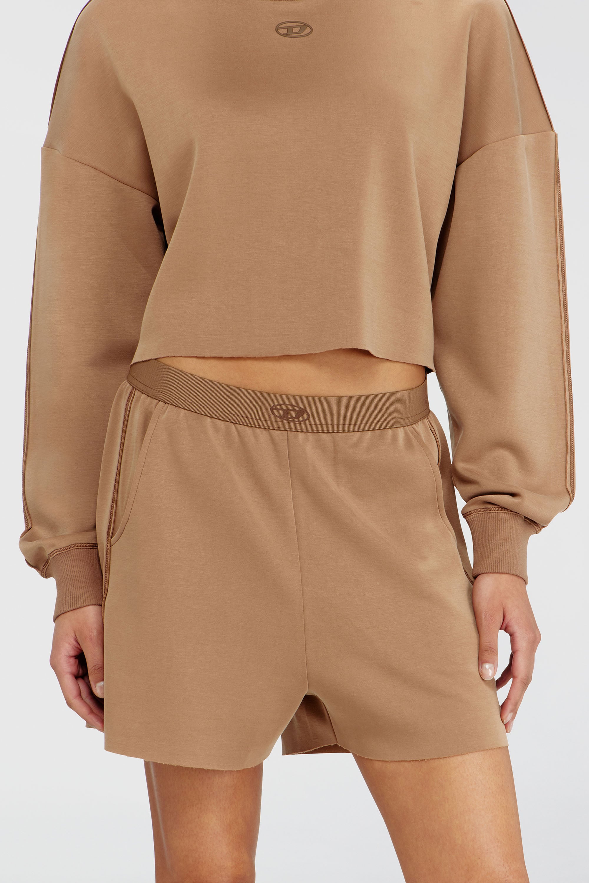 Diesel - MARTHA-UTLT, Pantalones cortos en scuba ligero stretch Mujer in Marr&oacute;n - 1