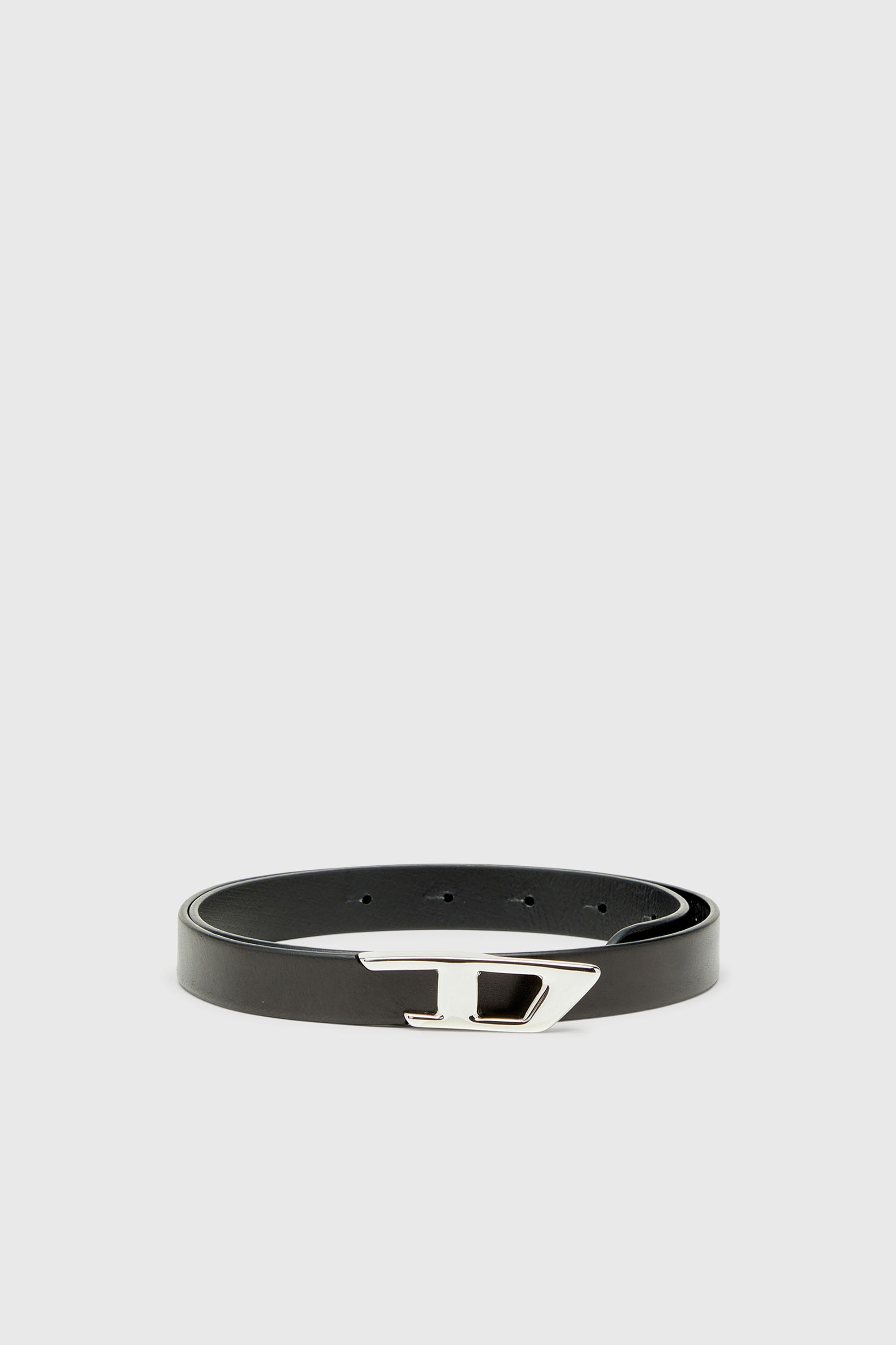 Diesel - B-D LOGO 2.0 20, Cintur&oacute;n 2 cm de cuero con hebilla met&aacute;lica D Mujer in Negro - 1