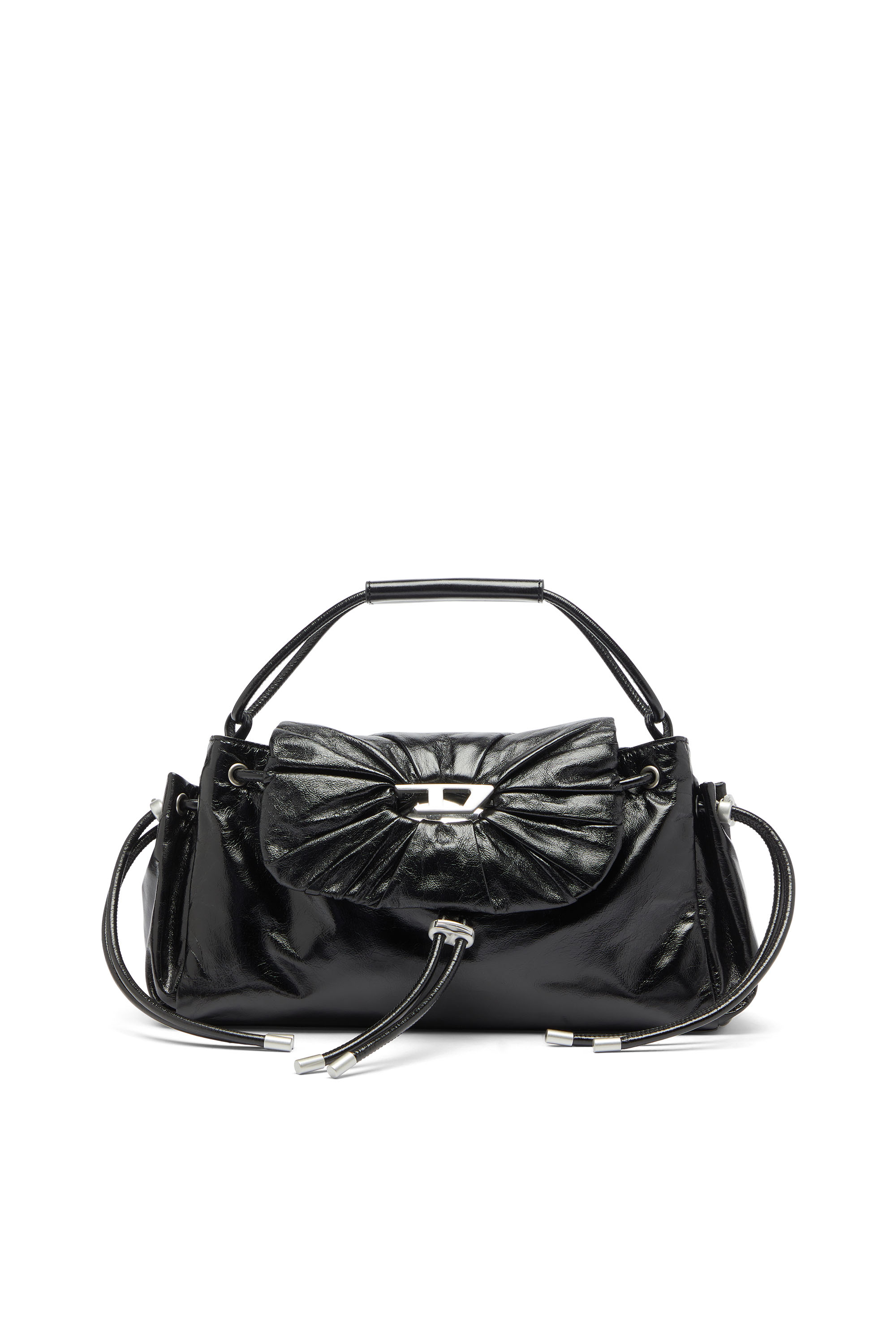 Diesel - SCRUNCH-D TOP HANDLE, Scrunch-D - Bolso de mano en piel brillante arrugada Mujer in Negro - 1