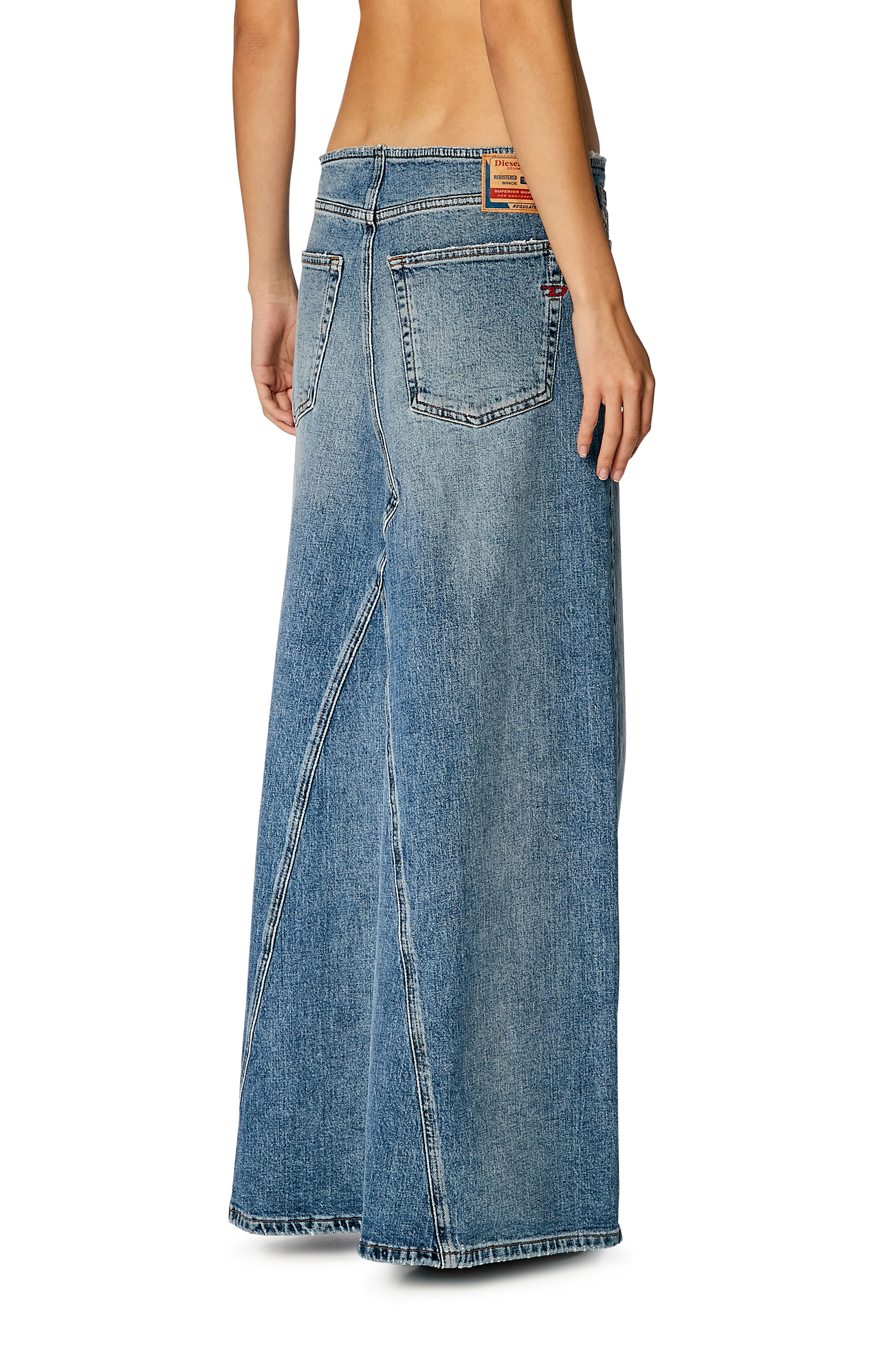 Diesel - DE-PAGO-S, Female's Long skirt in comfort denim in Medium Blue - 4