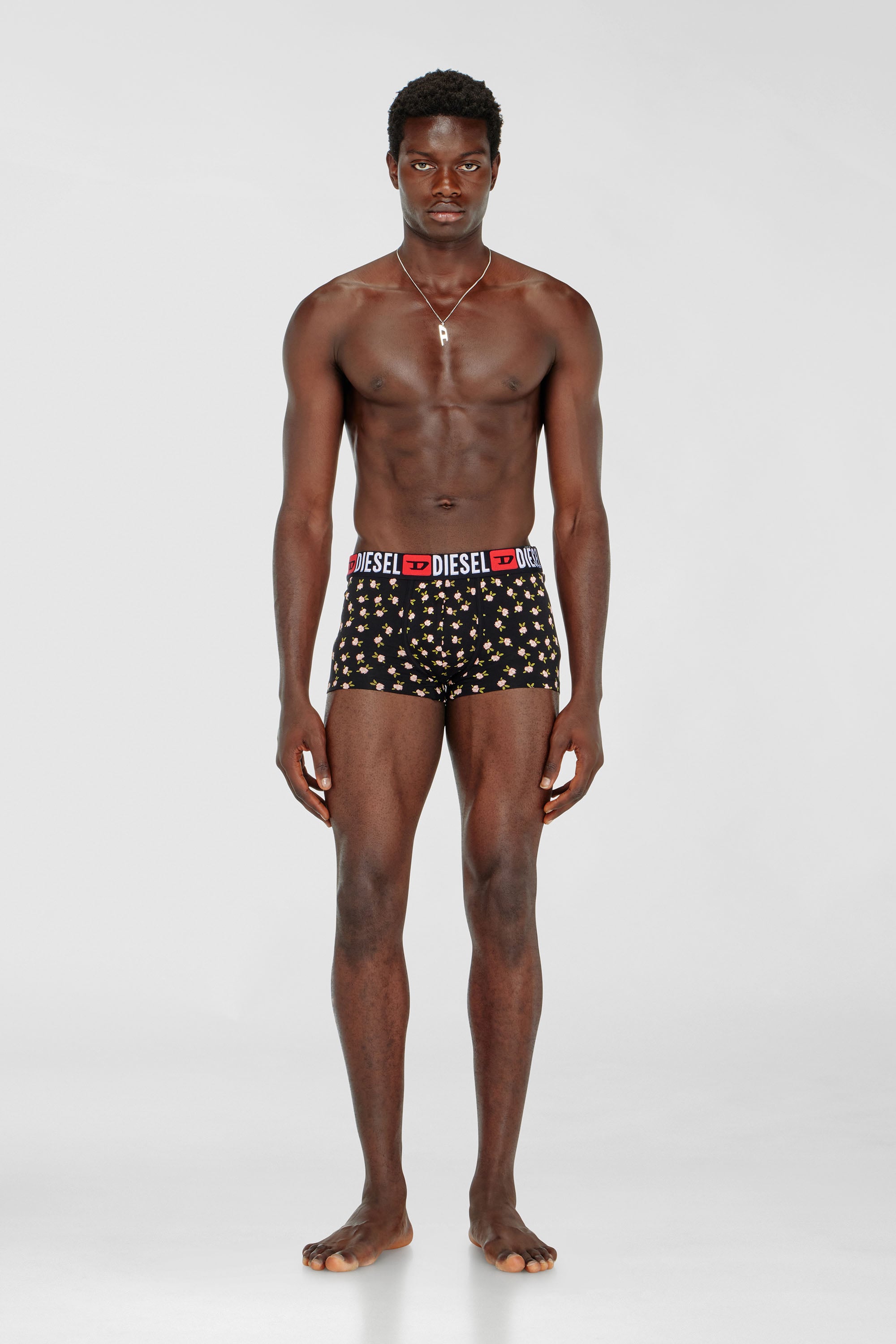 Diesel - UMBX-DAMIENTHREEPACK, Male's Three-pack of stretch cotton trunks with floral print in Black/Red - 2