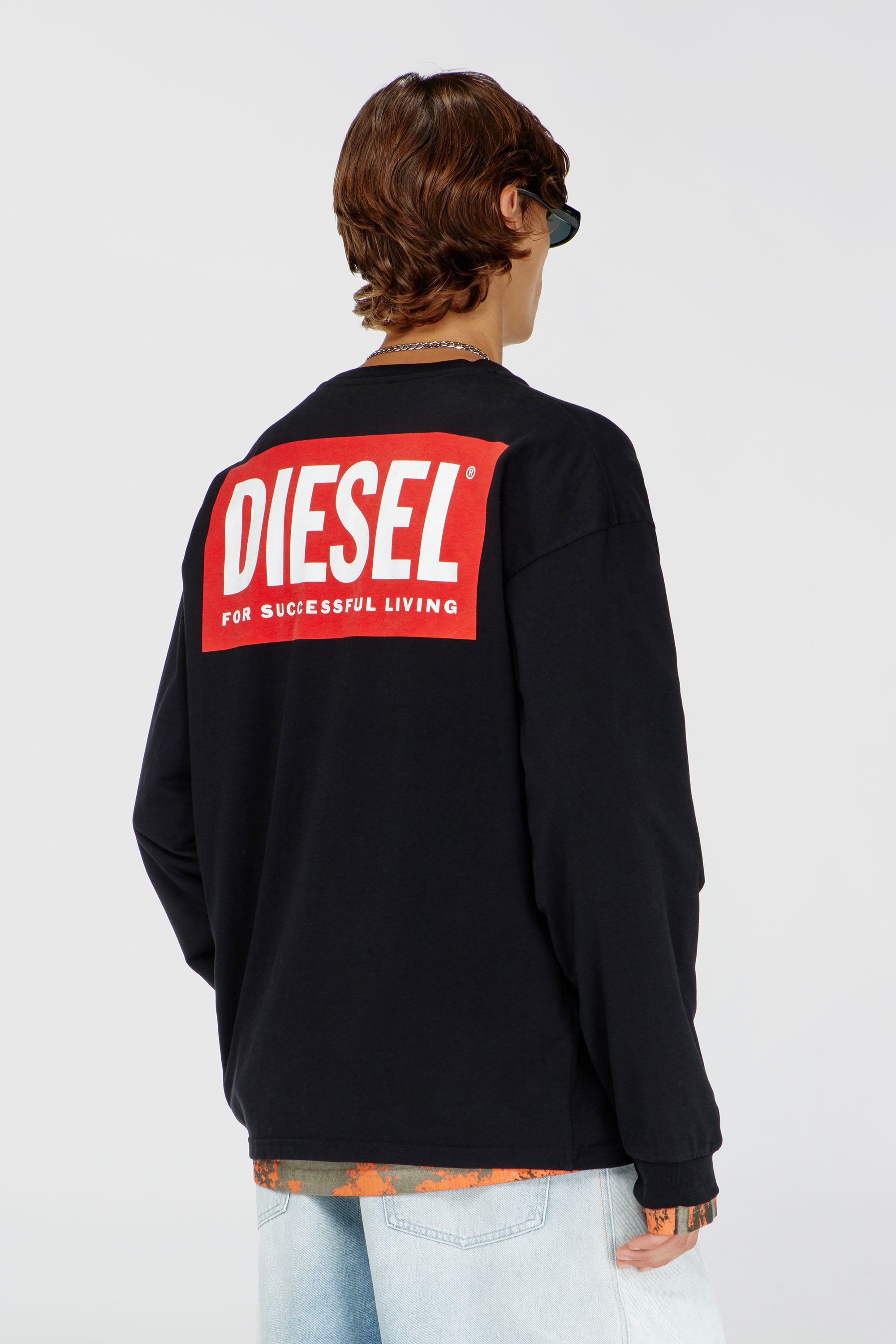 Men's Relaxed long-sleeve T-shirt with Biscotto logo | Black