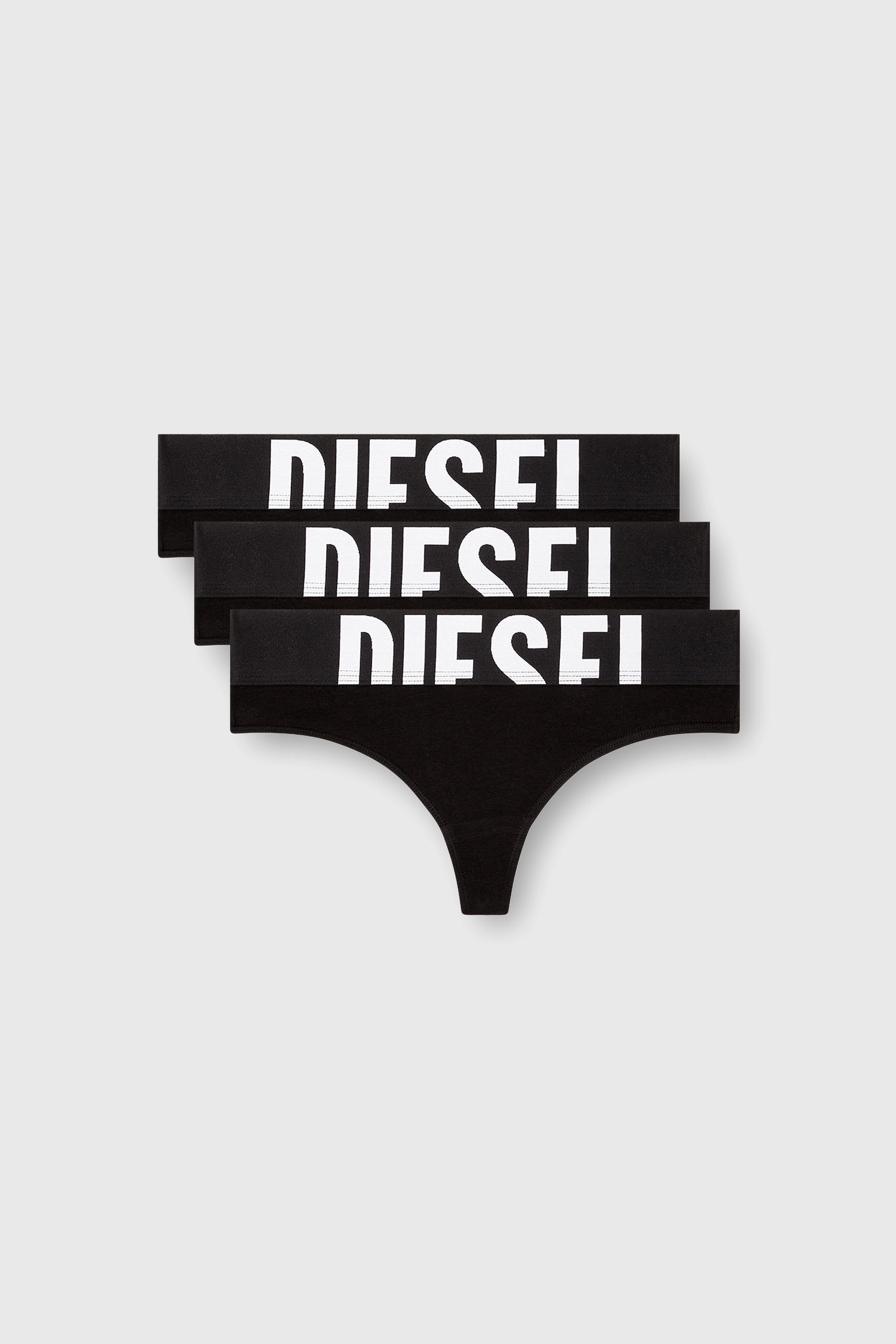 Diesel - UFST-STARS-THREEPACK, Paquete de tres tangas con logotipo recortado Mujer in Negro - 1
