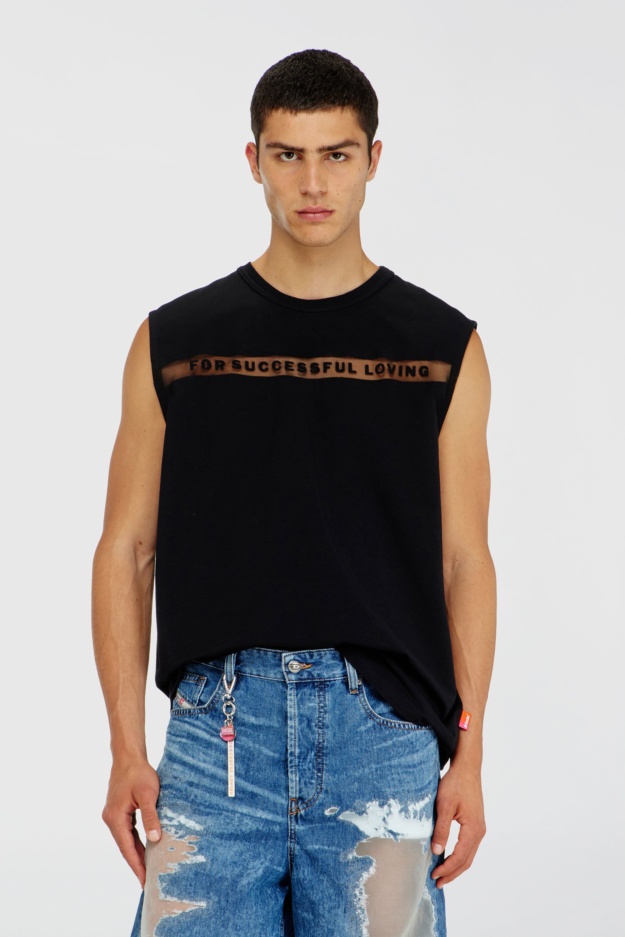 Diesel - PR-T-NORM-BISC-MATI-R, Camiseta de tirantes con logo For Successful Loving Unisex in Negro - 3