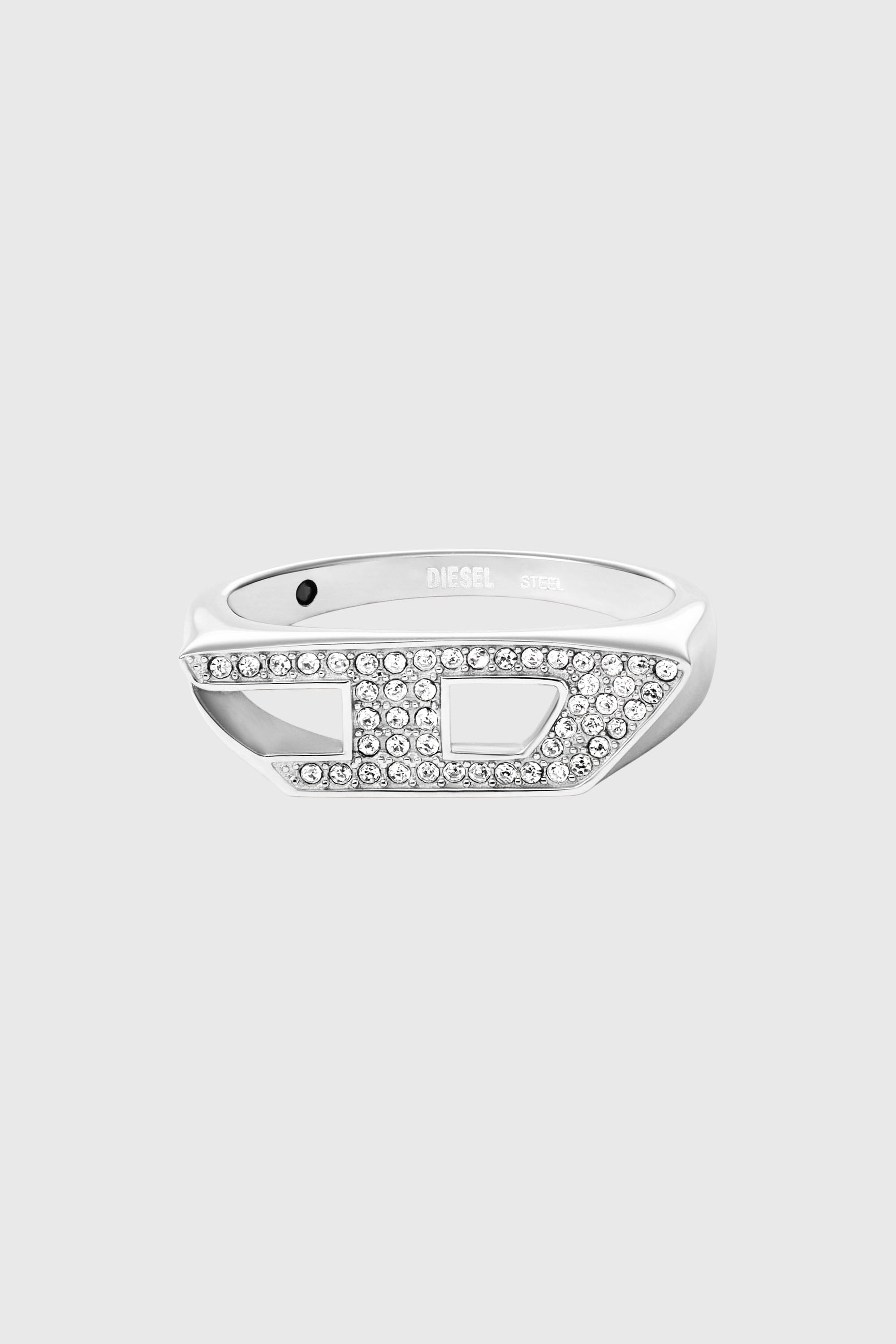 Diesel - DX1629040 JEWELLERY, Anillo sello de acero inoxidable con brillo Unisex in Plateado - 2