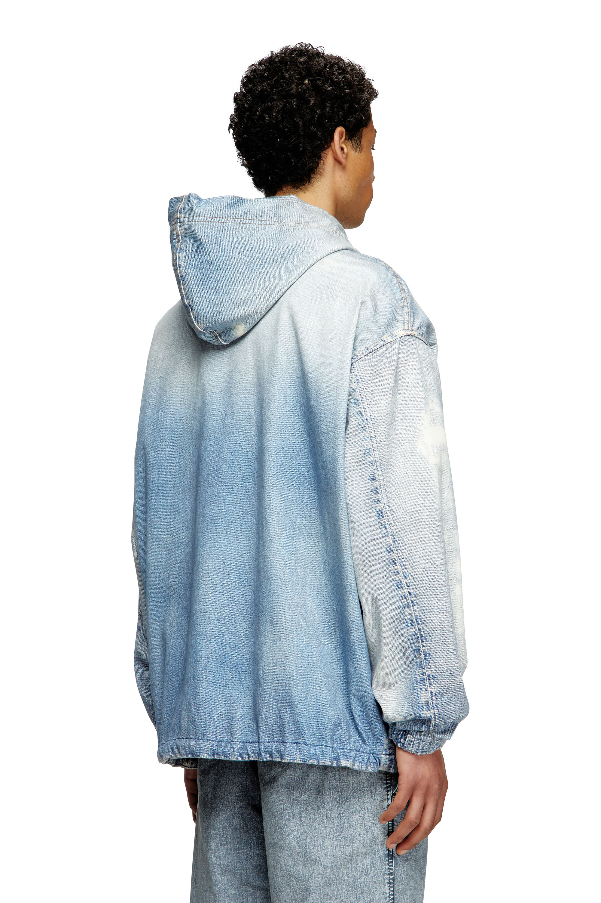 Diesel - D-WYNNY JOGG, Male's Hooded jacket in printed bleach-effect JoggJeans in Light Blue - 5