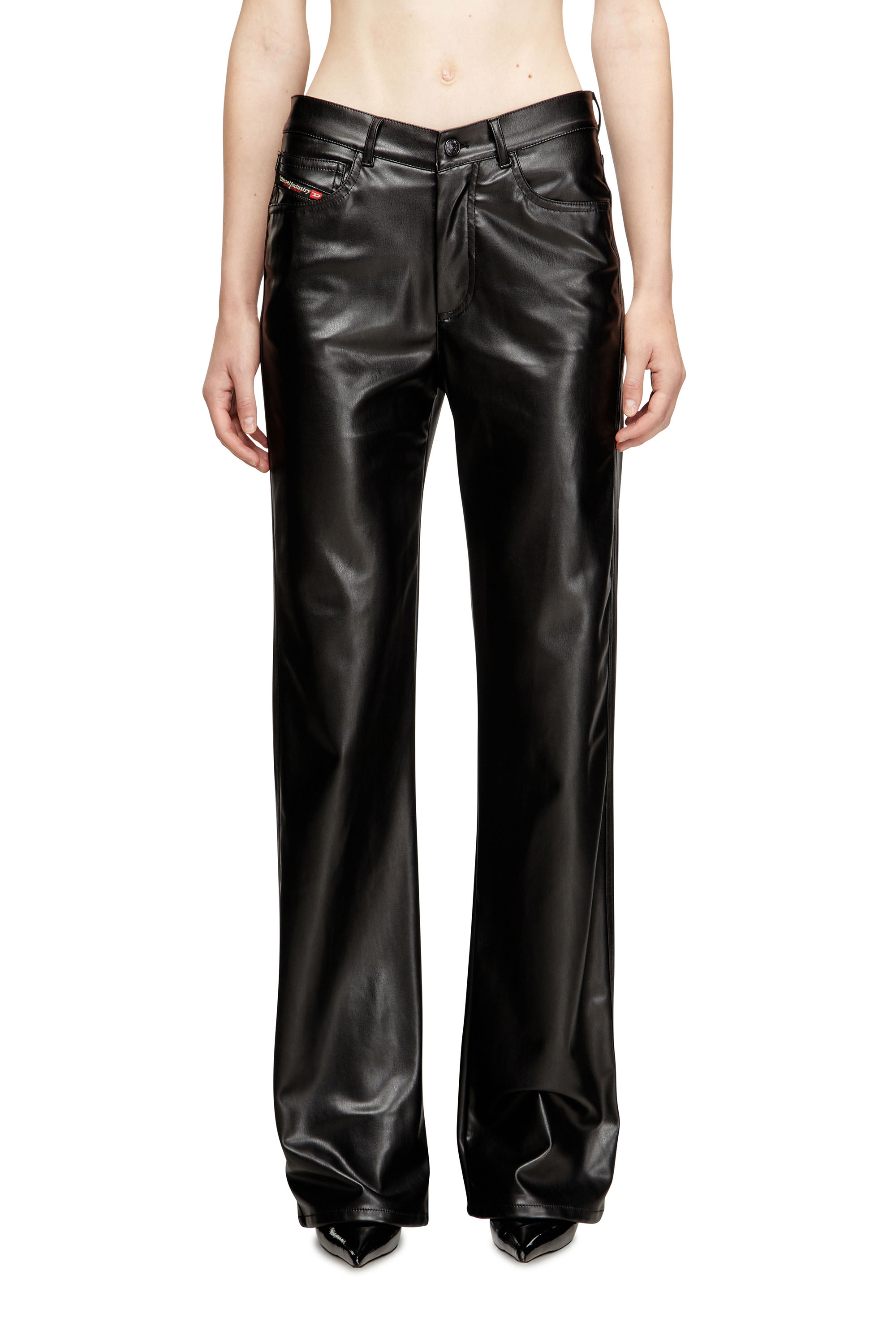 Diesel - P-LAIN, Female's Five pocket pants in coated fabric in Black - 2