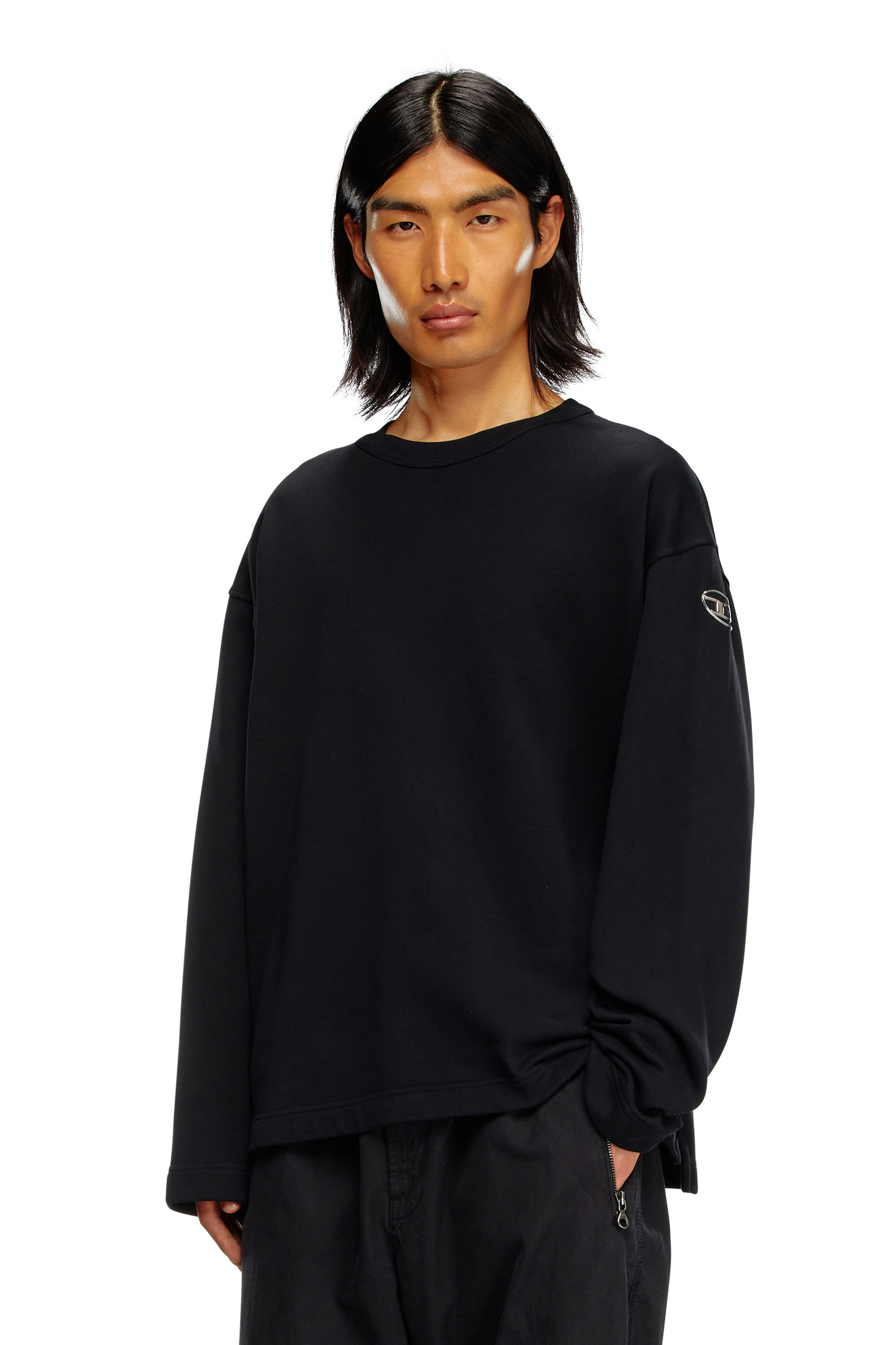 Diesel - S-MACSIS-OD, Sweat-shirt oversize avec logo métallisé Homme in Noir - 3