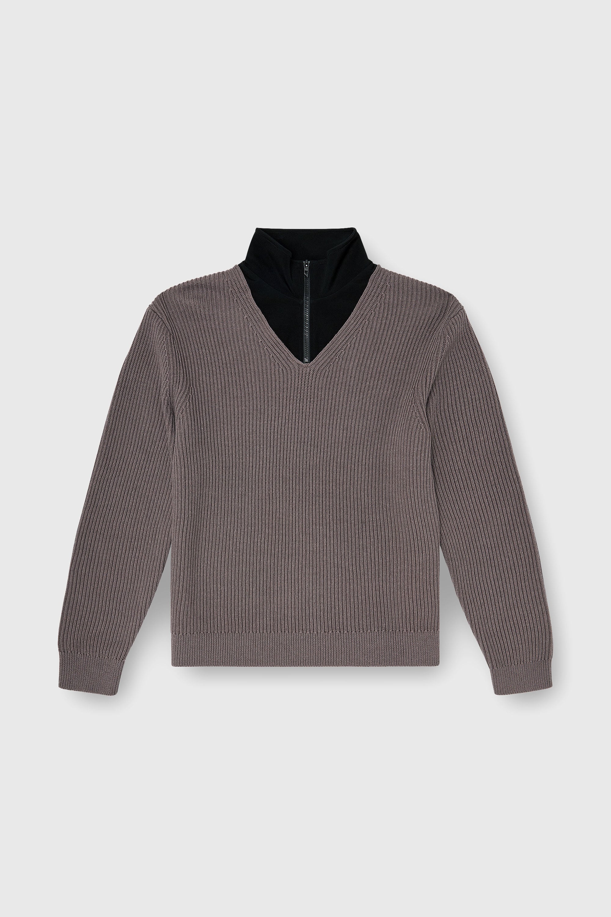 Diesel - K-MAMU, Male's Half-zip sweater with layered neckline in Black/Grey - 2
